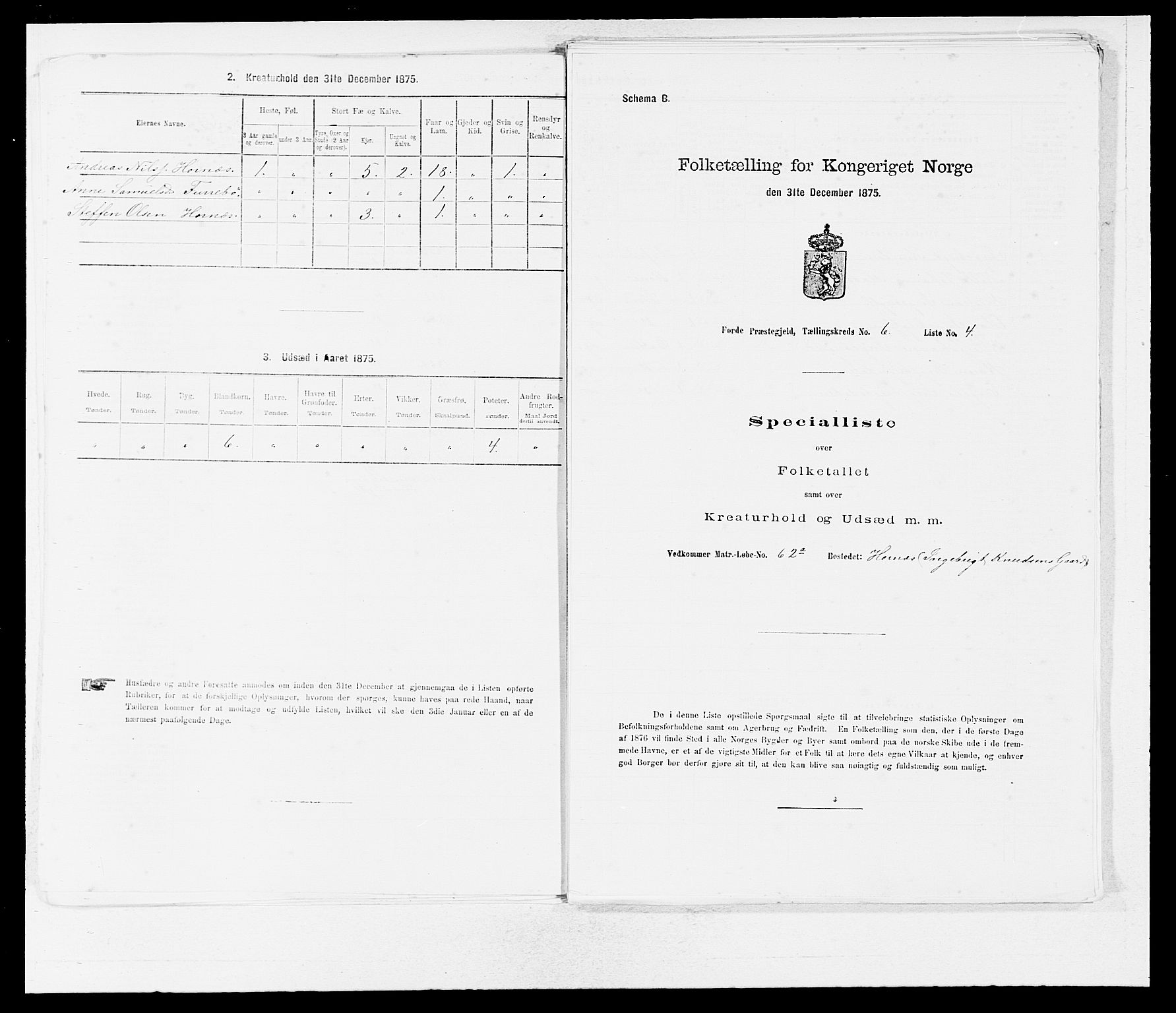 SAB, 1875 census for 1432P Førde, 1875, p. 616