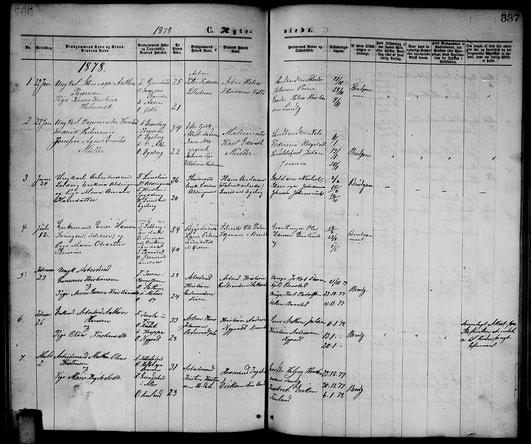 Enebakk prestekontor Kirkebøker, SAO/A-10171c/G/Ga/L0005: Parish register (copy) no. I 5, 1867-1888, p. 337
