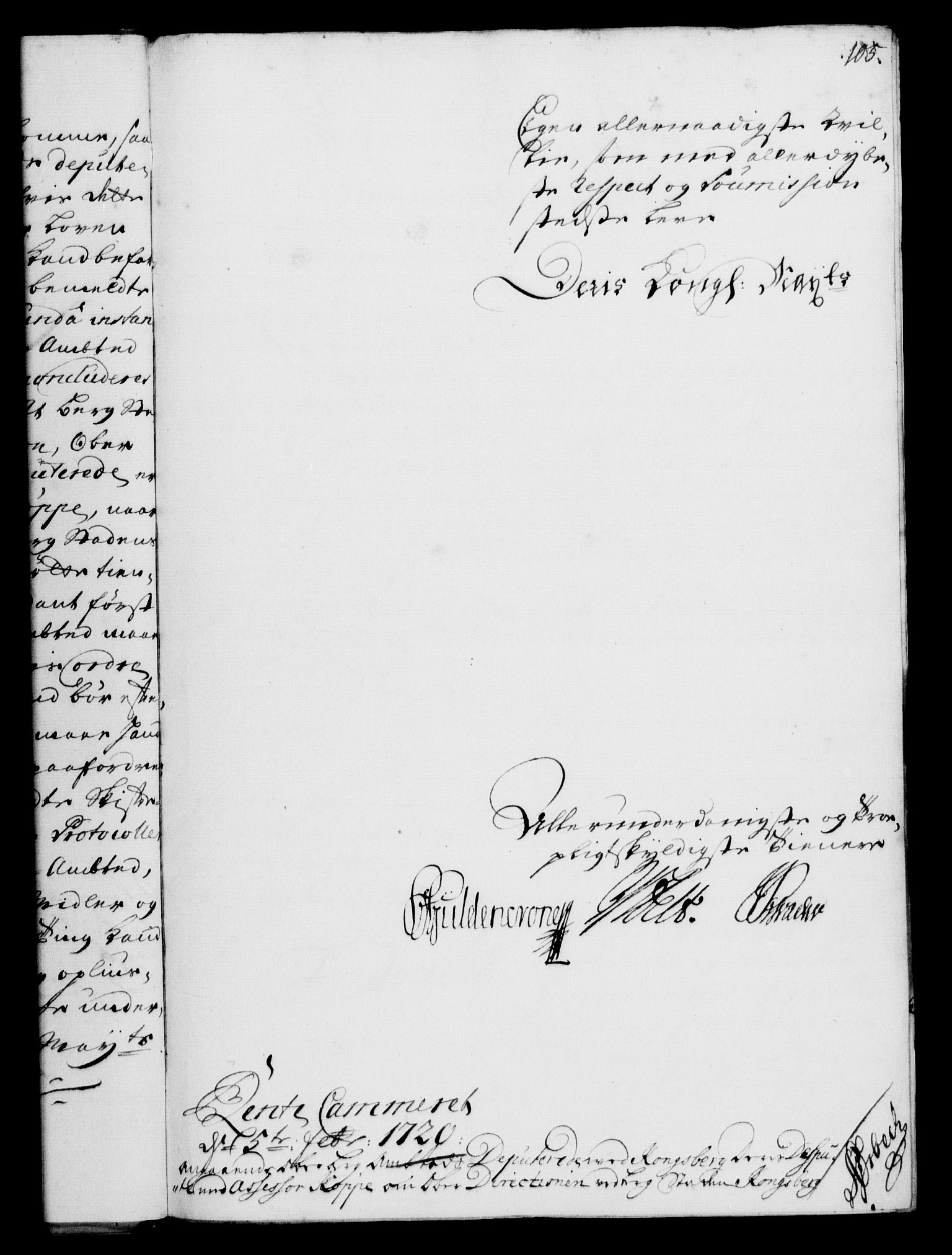 Rentekammeret, Kammerkanselliet, RA/EA-3111/G/Gf/Gfa/L0002: Norsk relasjons- og resolusjonsprotokoll (merket RK 52.2), 1720, p. 105