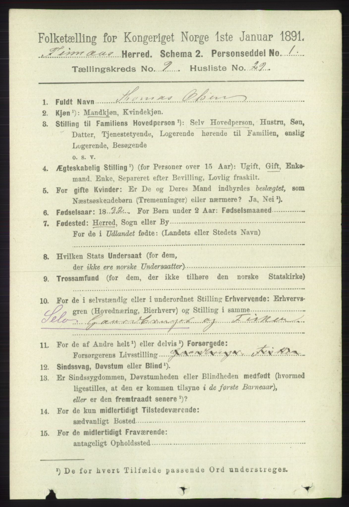 RA, 1891 census for 1218 Finnås, 1891, p. 4110