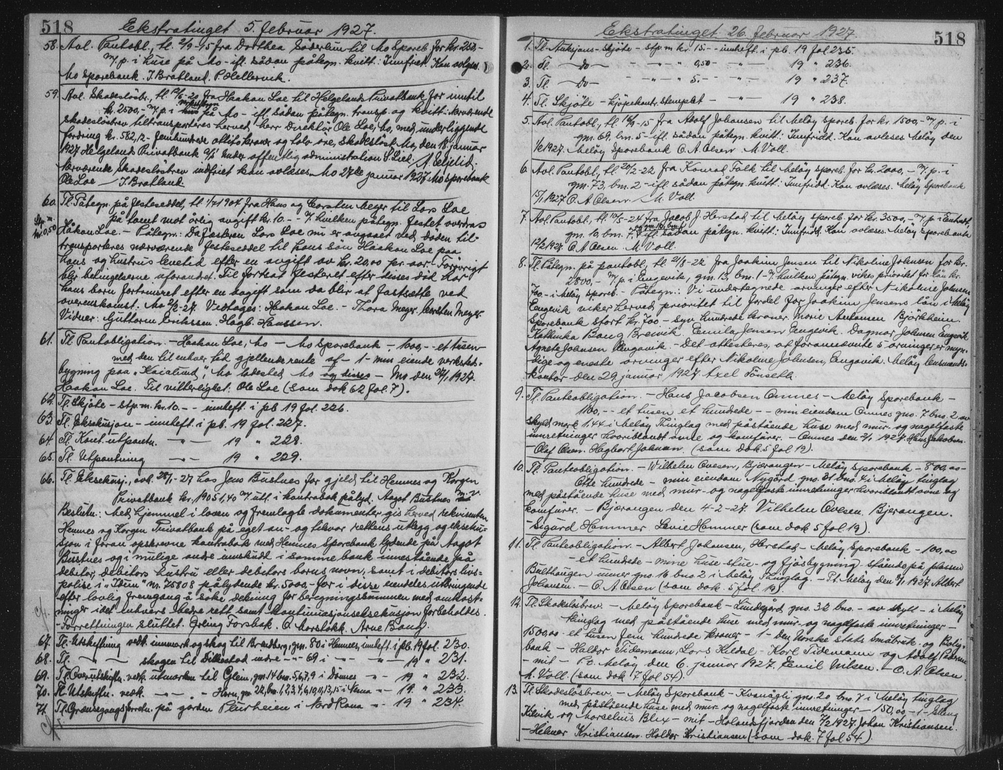 Rana sorenskriveri , AV/SAT-A-1108/1/2/2C/L0018: Mortgage book no. 18, 1923-1928, p. 518, Deed date: 26.02.1927