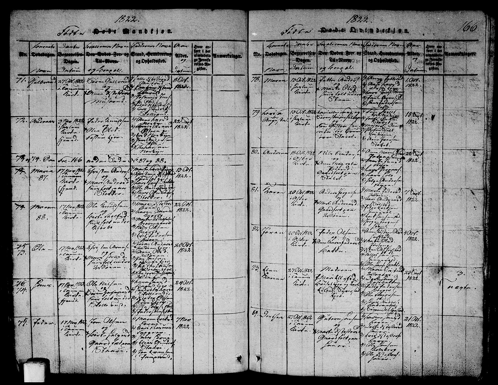 Asker prestekontor Kirkebøker, AV/SAO-A-10256a/G/Ga/L0001: Parish register (copy) no. I 1, 1814-1830, p. 166