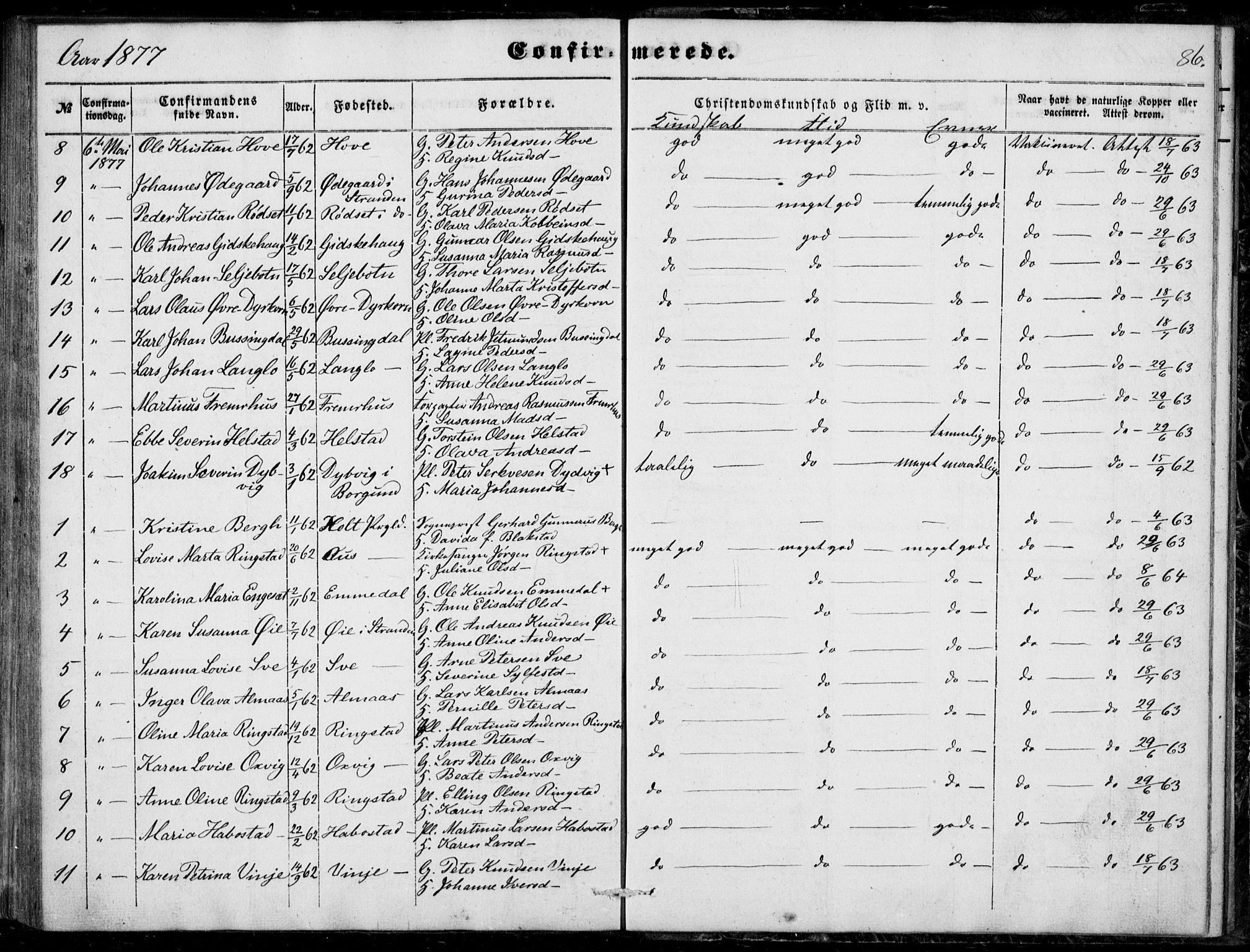 Ministerialprotokoller, klokkerbøker og fødselsregistre - Møre og Romsdal, AV/SAT-A-1454/520/L0281: Parish register (official) no. 520A10, 1851-1881, p. 86