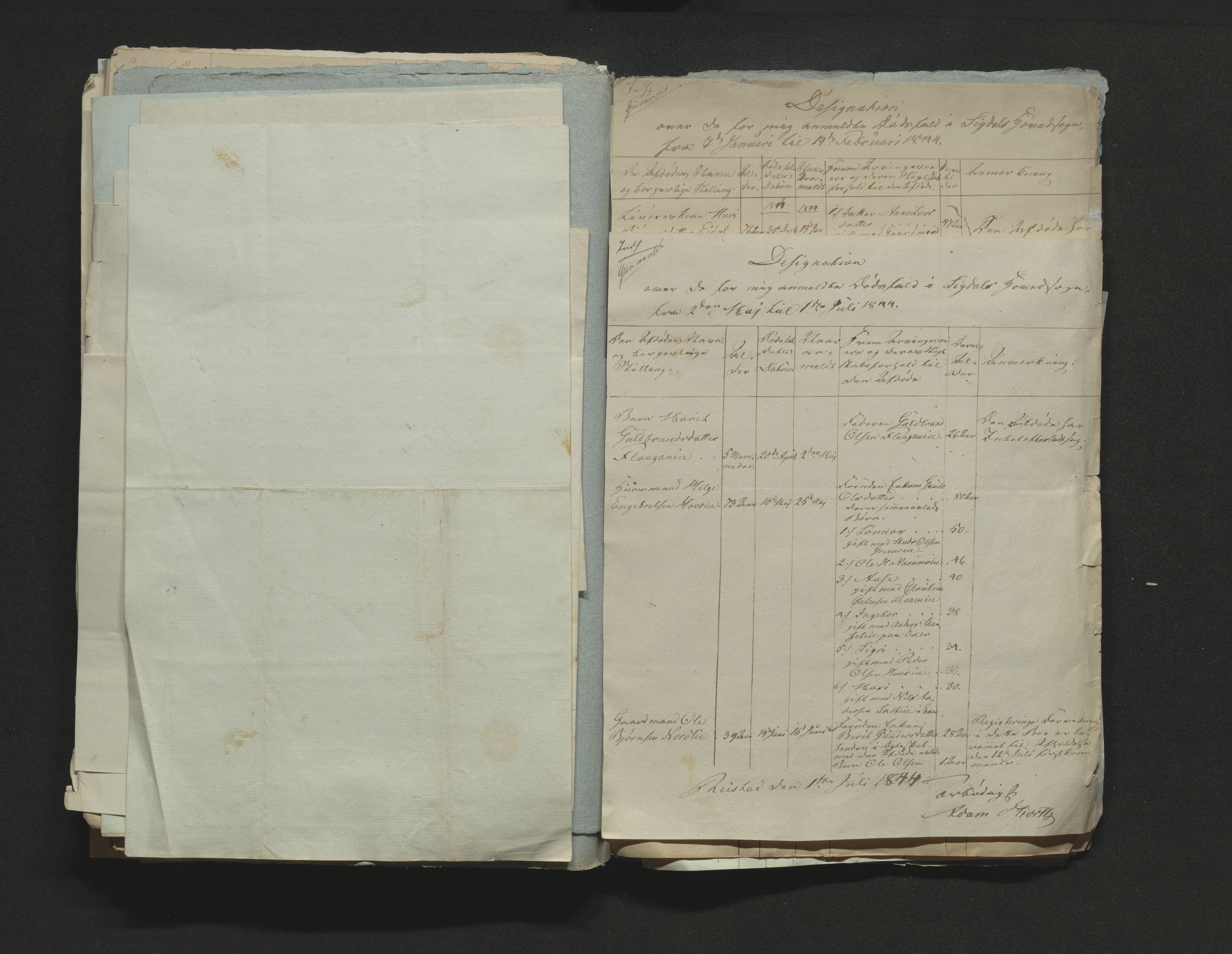 Eiker, Modum og Sigdal sorenskriveri, AV/SAKO-A-123/H/Ha/Hab/L0006: Dødsfallsmeldinger, 1841-1845
