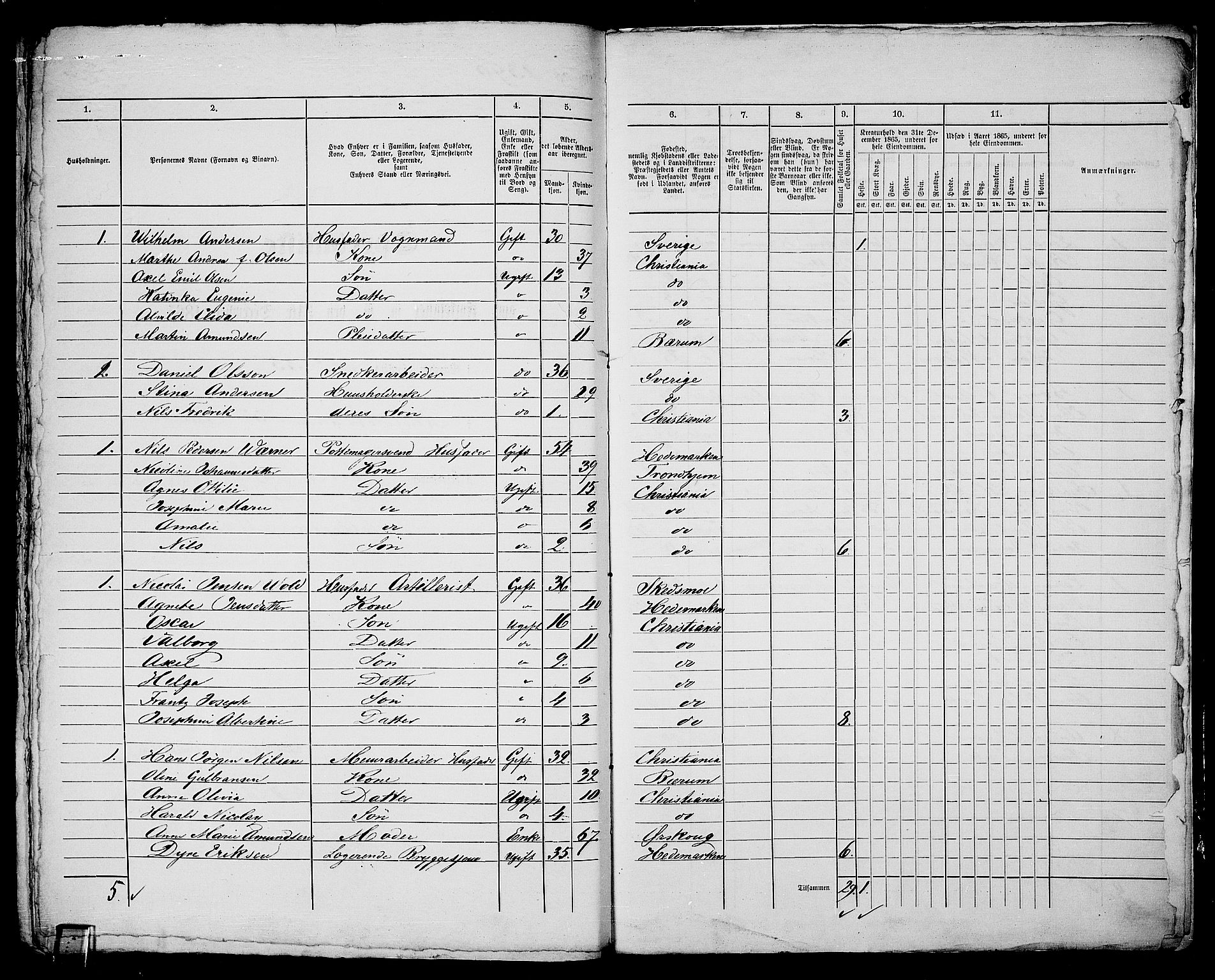 RA, 1865 census for Kristiania, 1865, p. 3141