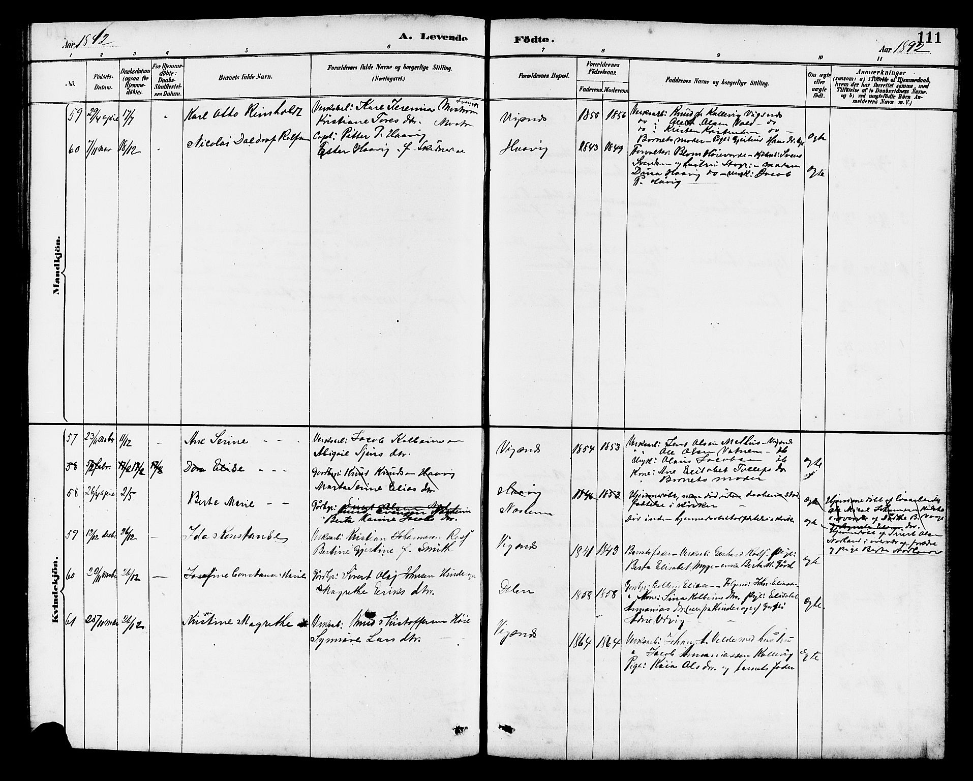 Avaldsnes sokneprestkontor, AV/SAST-A -101851/H/Ha/Hab/L0007: Parish register (copy) no. B 7, 1885-1909, p. 111