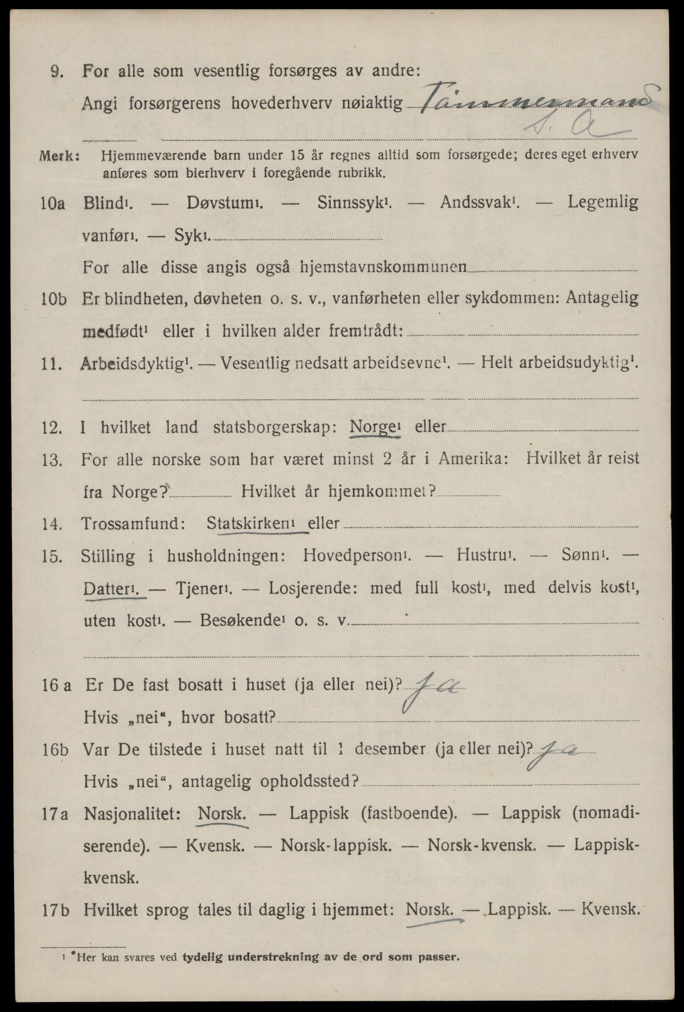 SAT, 1920 census for Buksnes, 1920, p. 3926