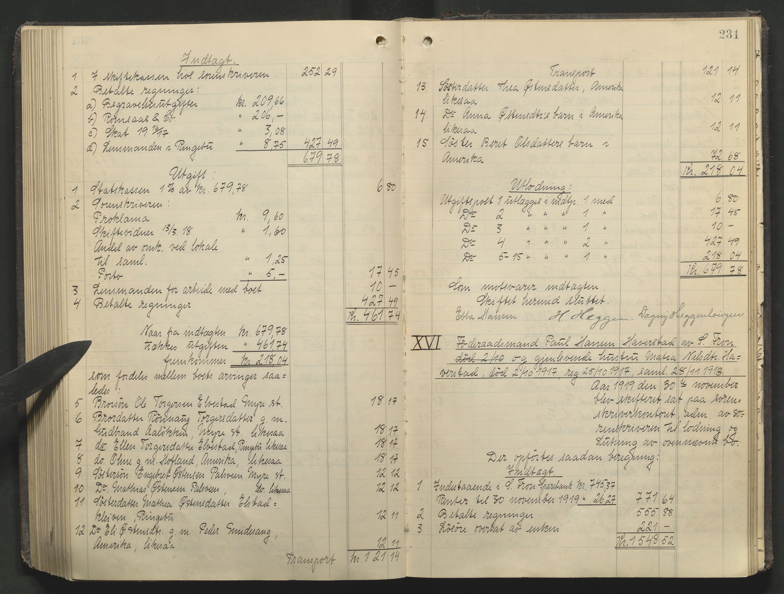 Sør-Gudbrandsdal tingrett, SAH/TING-004/J/Ja/Jae/L0002: Skifteutlodningsprotokoll - landet, 1912-1921, p. 231