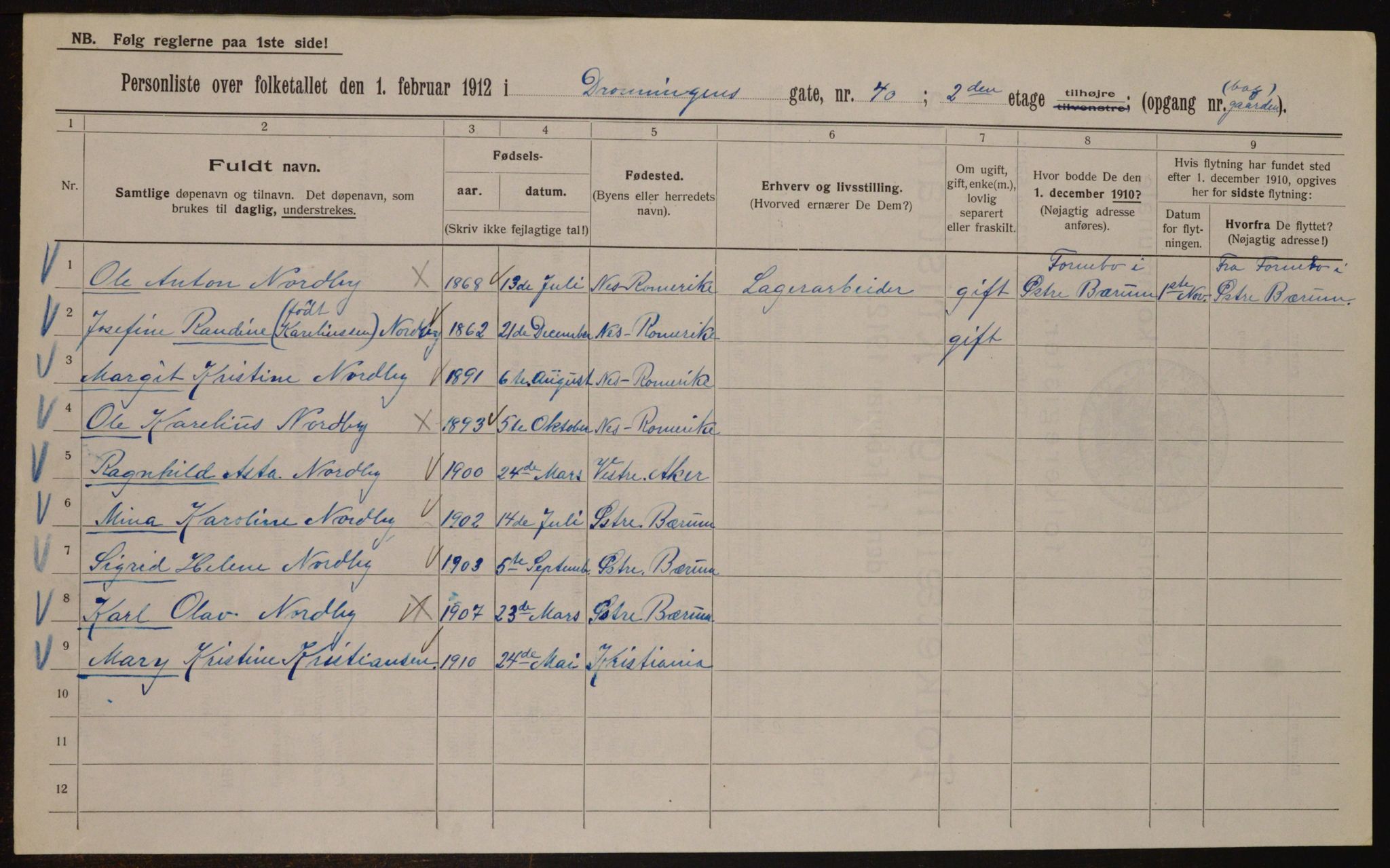 OBA, Municipal Census 1912 for Kristiania, 1912, p. 17332