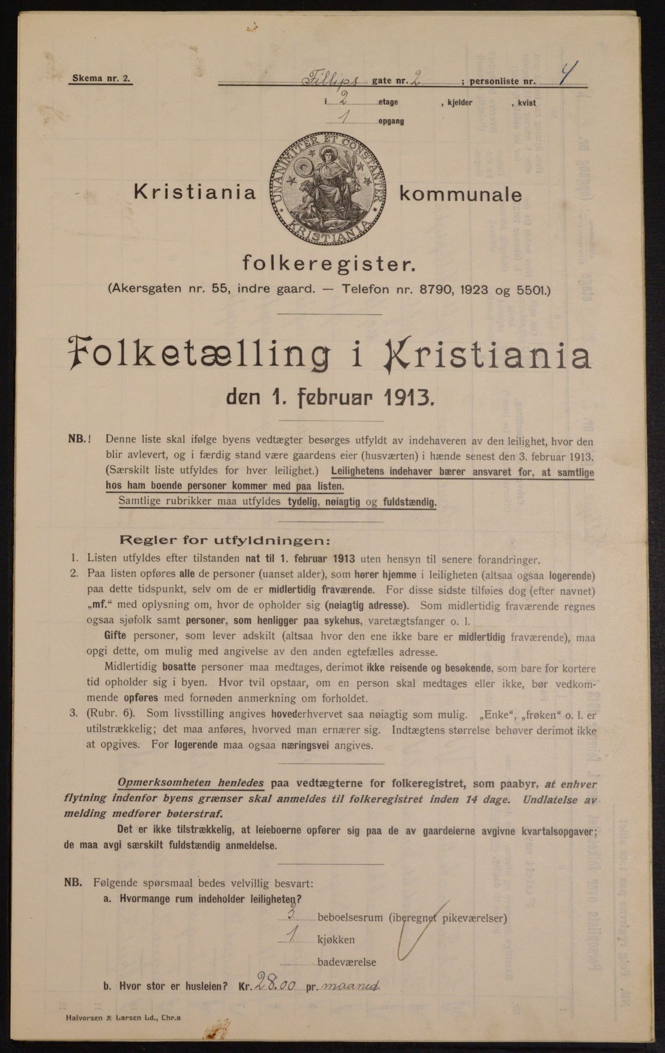 OBA, Municipal Census 1913 for Kristiania, 1913, p. 24352