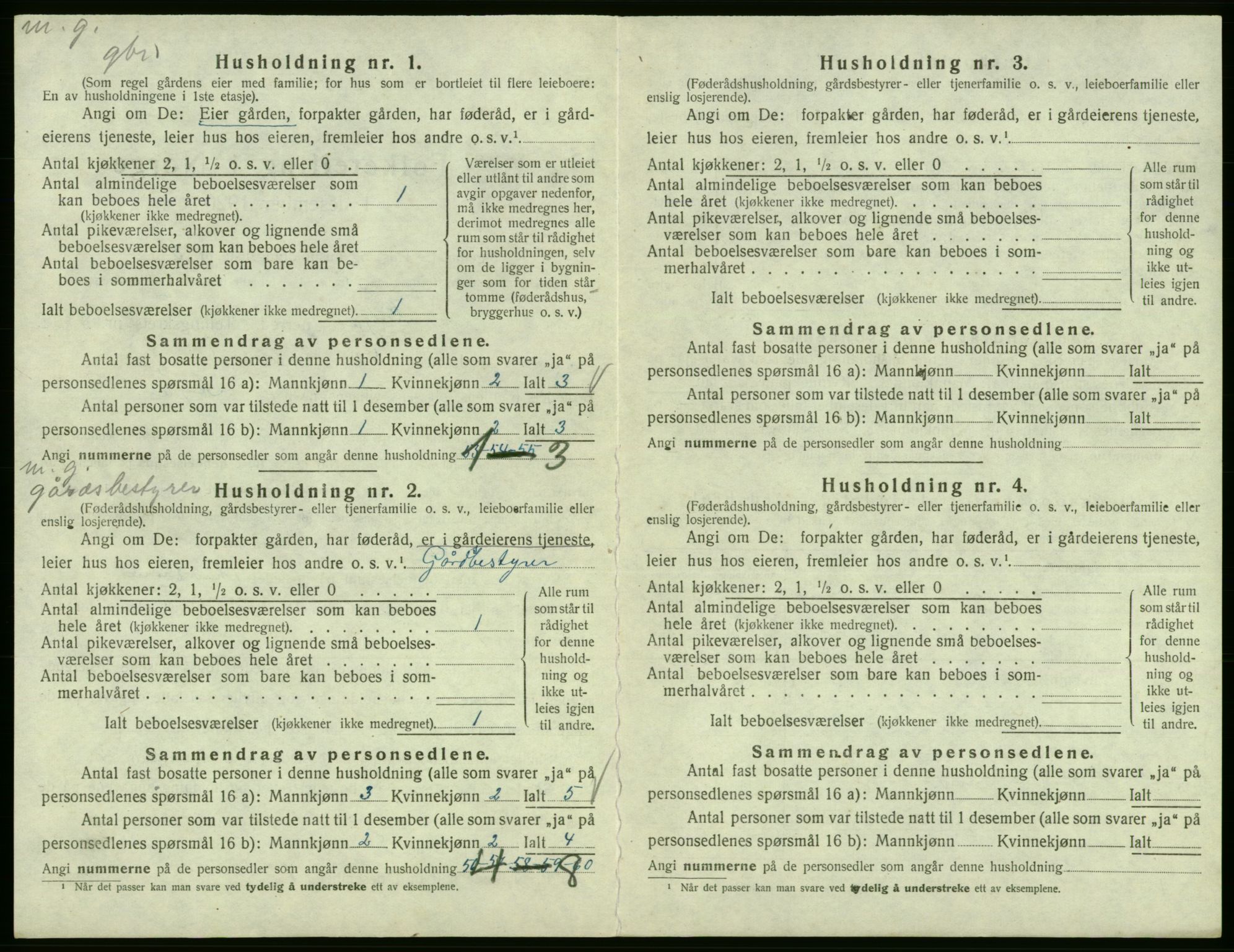 SAB, 1920 census for Fitjar, 1920, p. 464