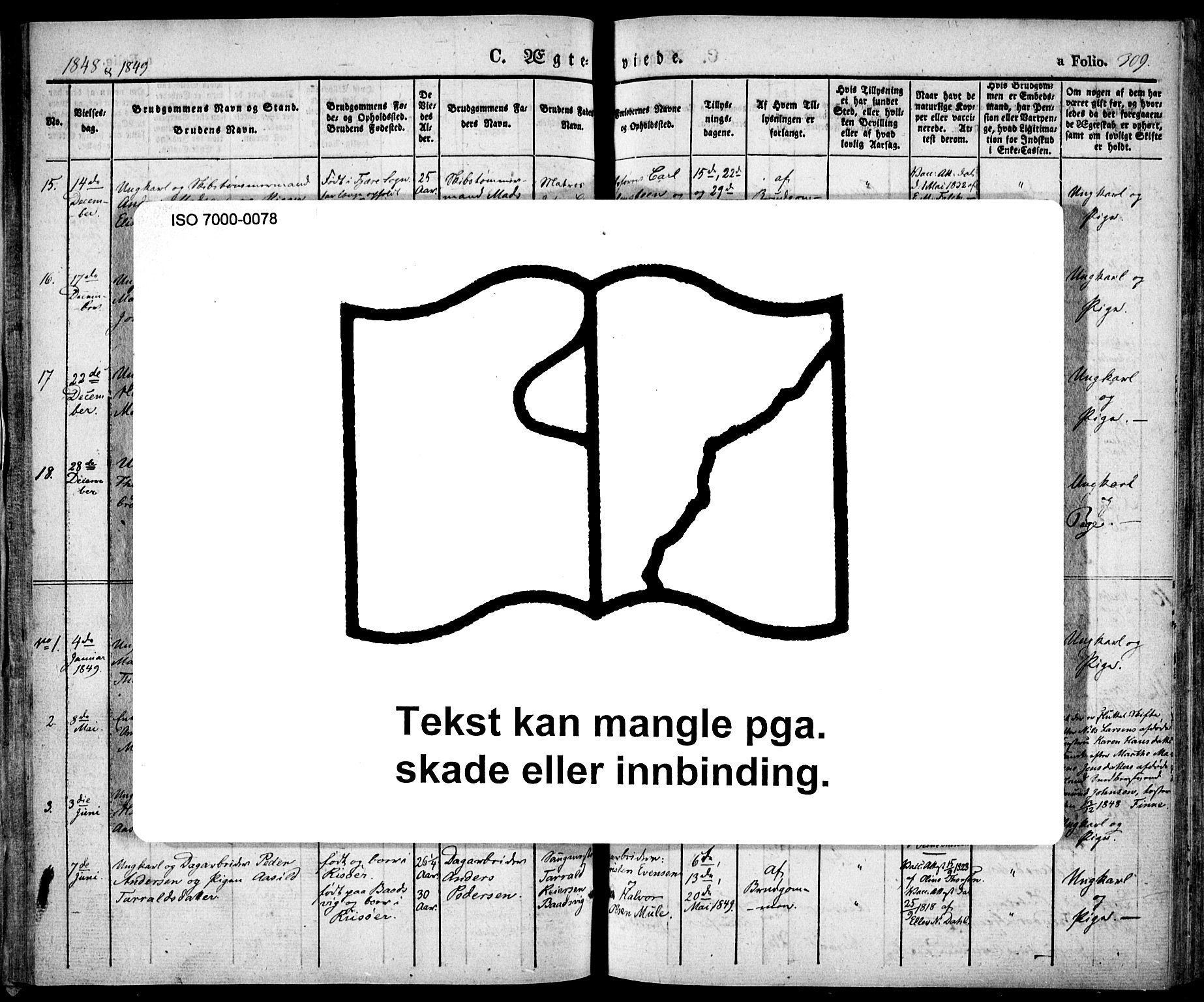 Risør sokneprestkontor, AV/SAK-1111-0035/F/Fa/L0003: Parish register (official) no. A 3, 1838-1864, p. 309