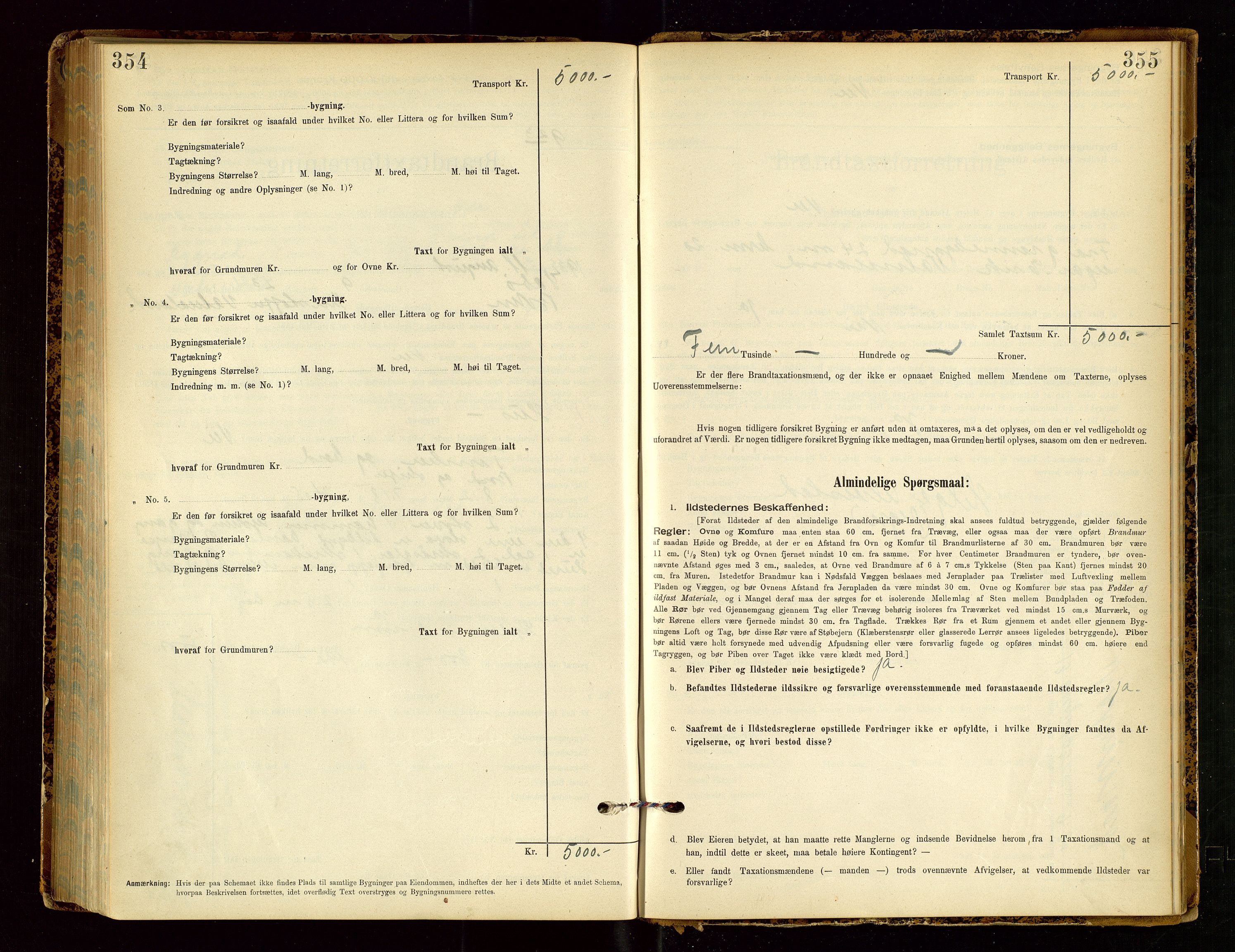 Tysvær lensmannskontor, AV/SAST-A-100192/Gob/L0002: "Brandtakstprotokol for Lensmanden i Tysvær", 1901-1932, p. 354-355