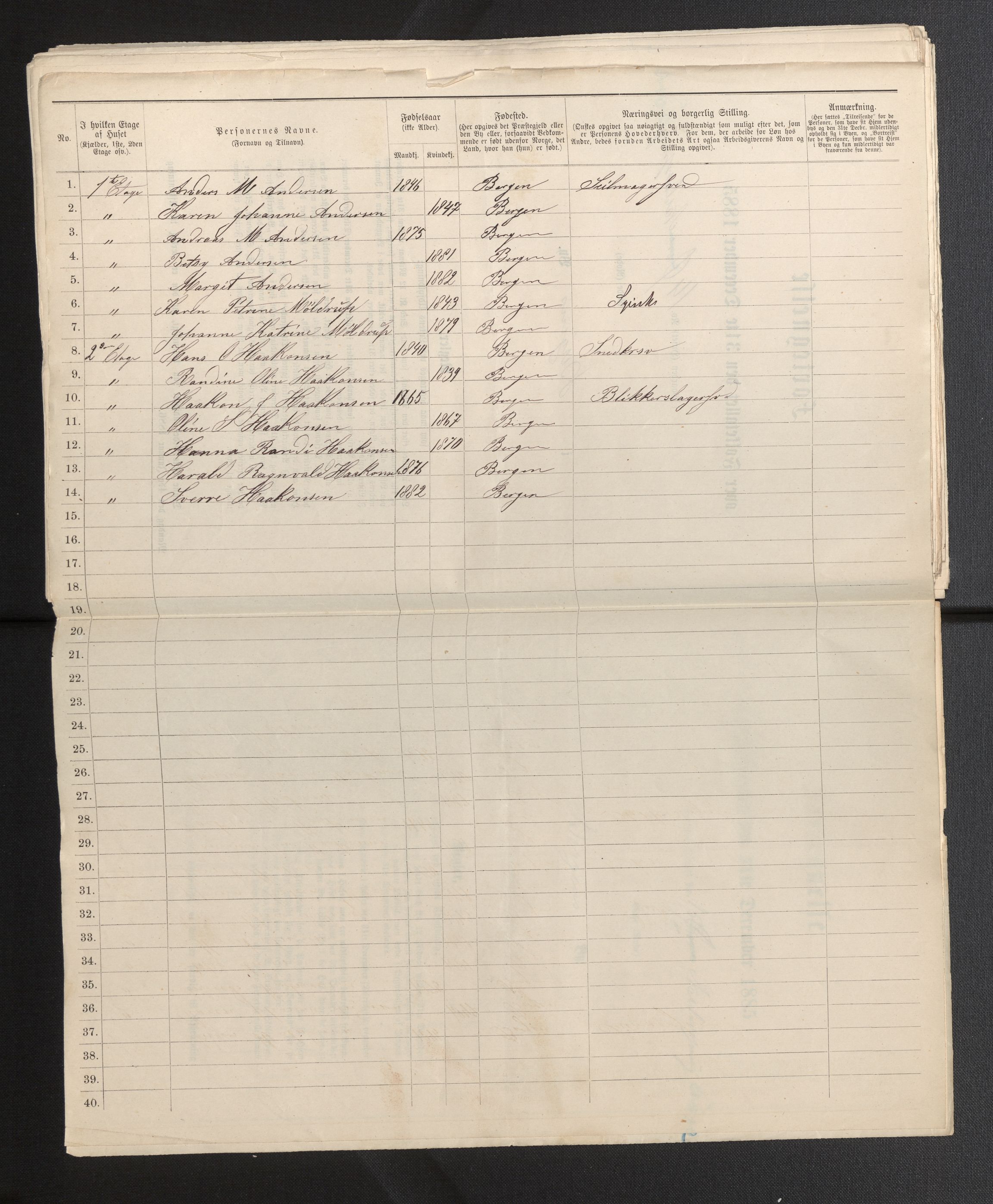 SAB, 1885 census for 1301 Bergen, 1885, p. 4367