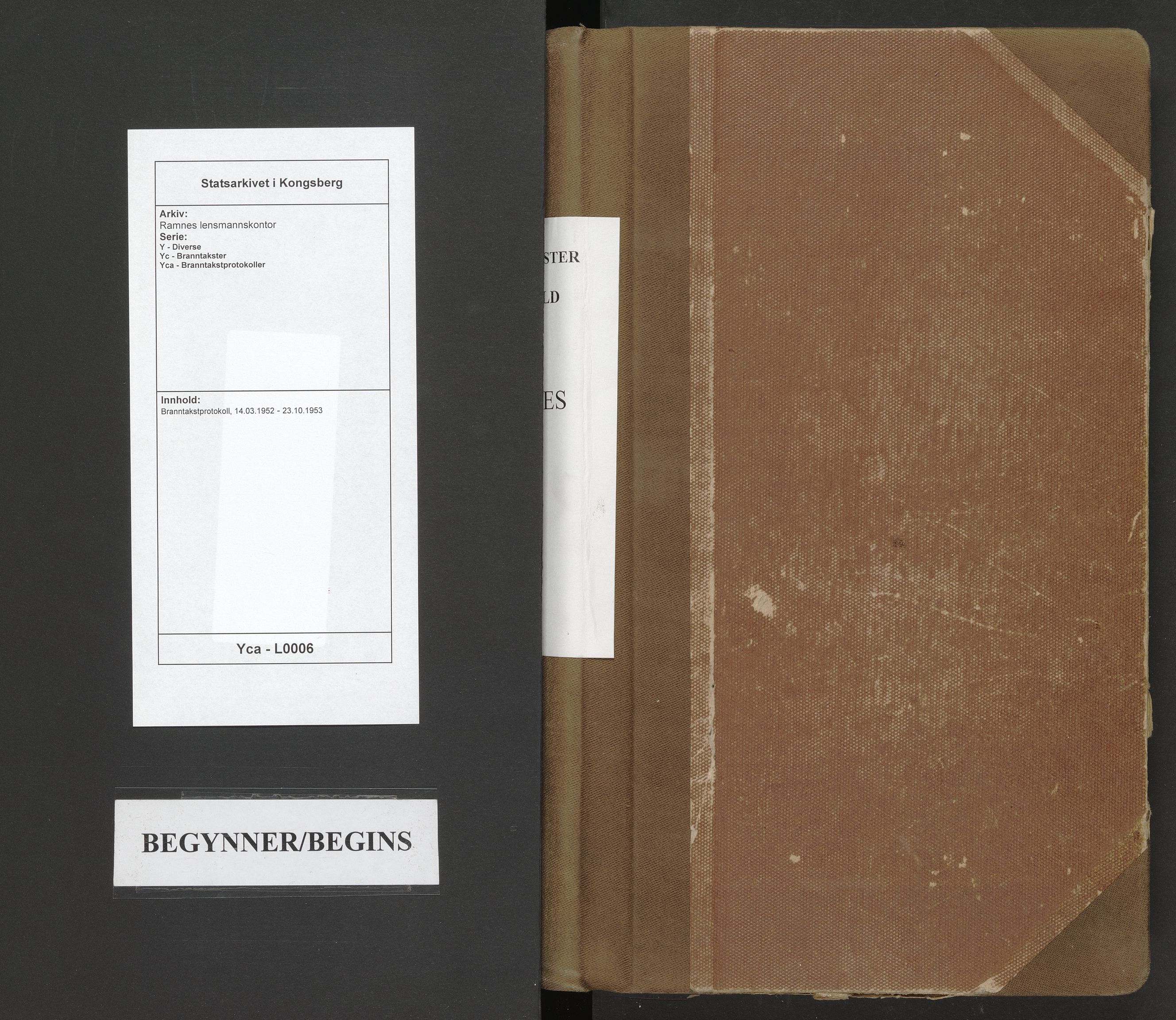 Ramnes lensmannskontor, AV/SAKO-A-581/Y/Yc/Yca/L0006: Branntakstprotokoll, 1952-1953