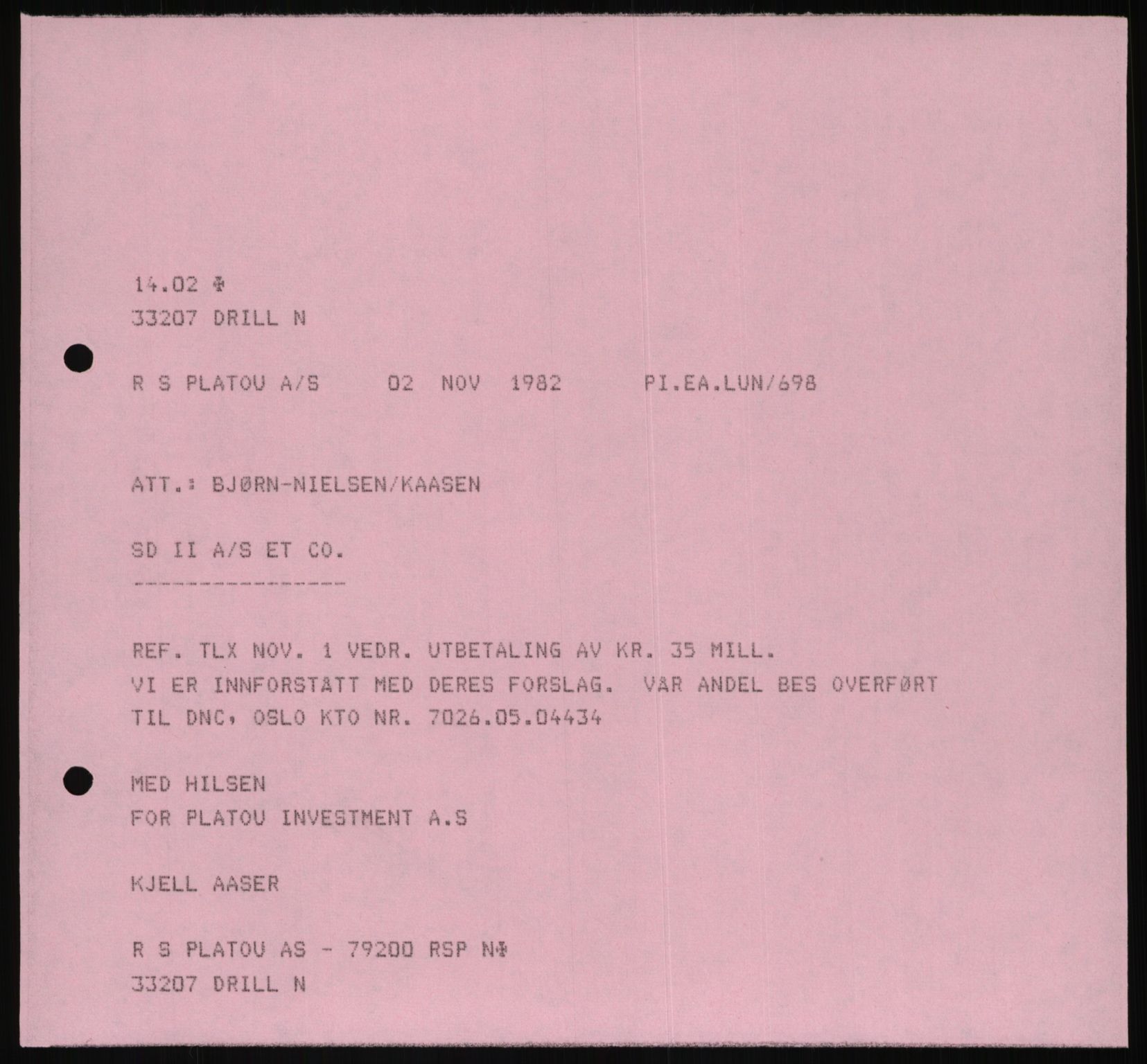 Pa 1503 - Stavanger Drilling AS, AV/SAST-A-101906/D/L0006: Korrespondanse og saksdokumenter, 1974-1984, p. 345