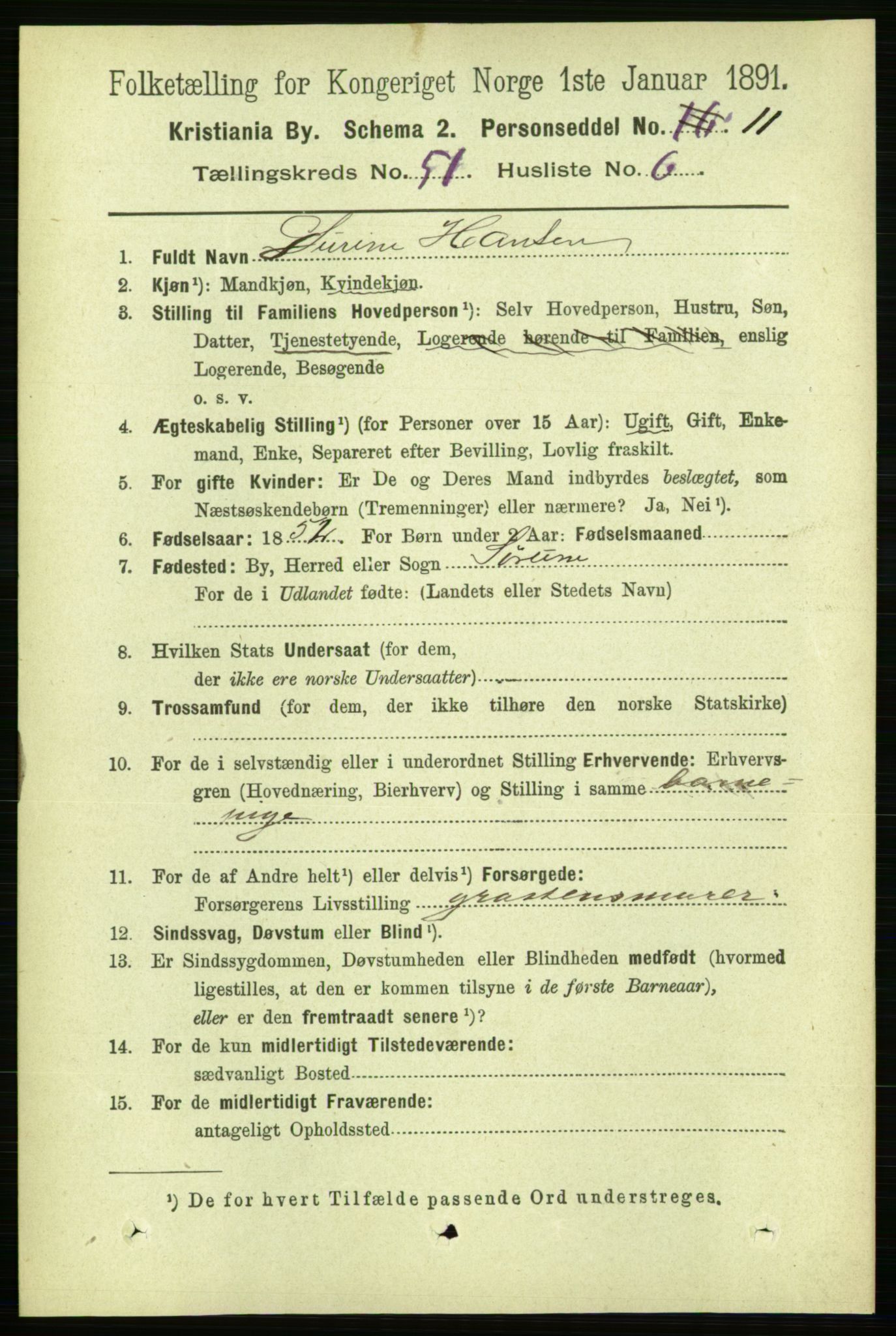 RA, 1891 census for 0301 Kristiania, 1891, p. 29297