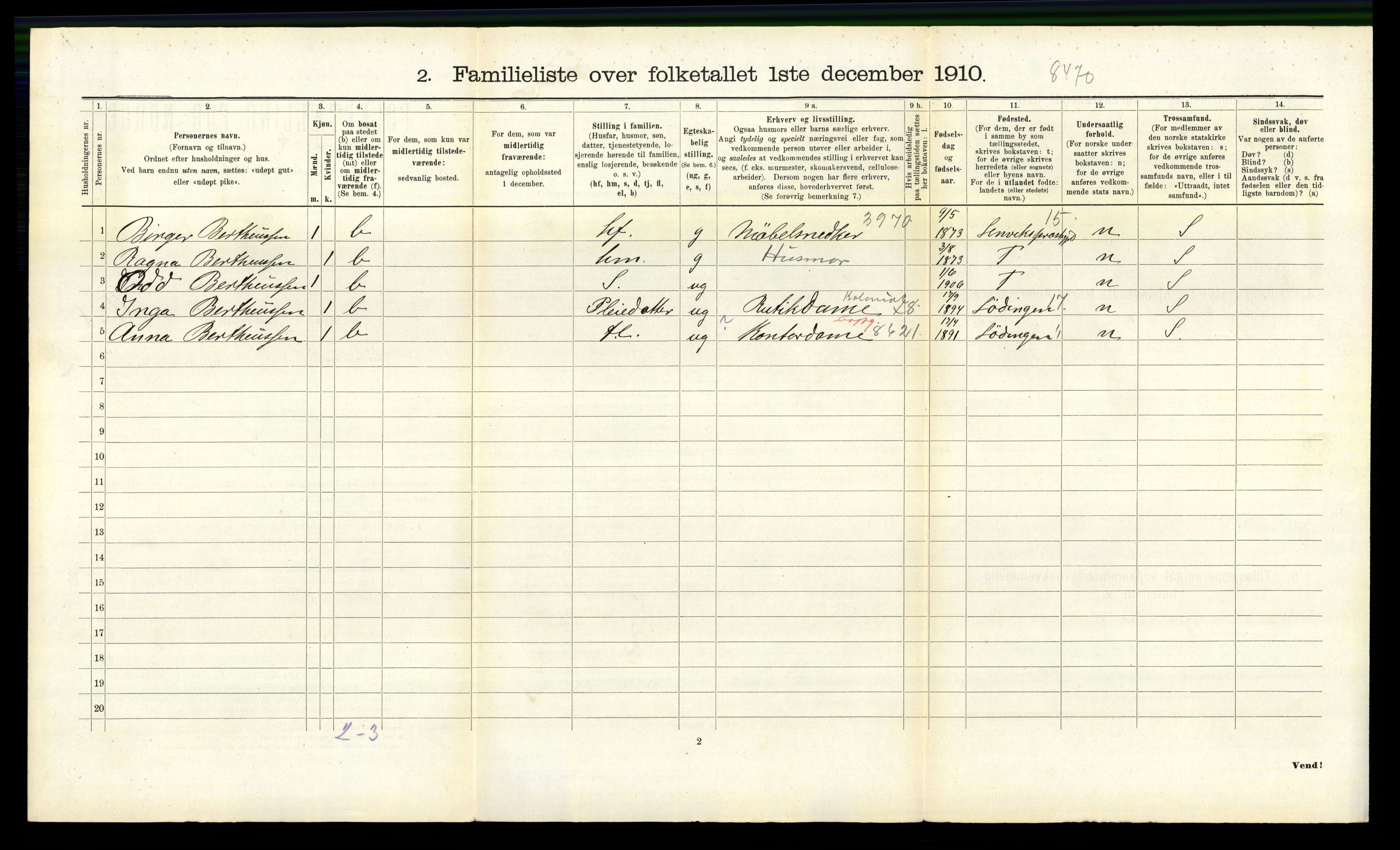 RA, 1910 census for Trondheim, 1910, p. 10476