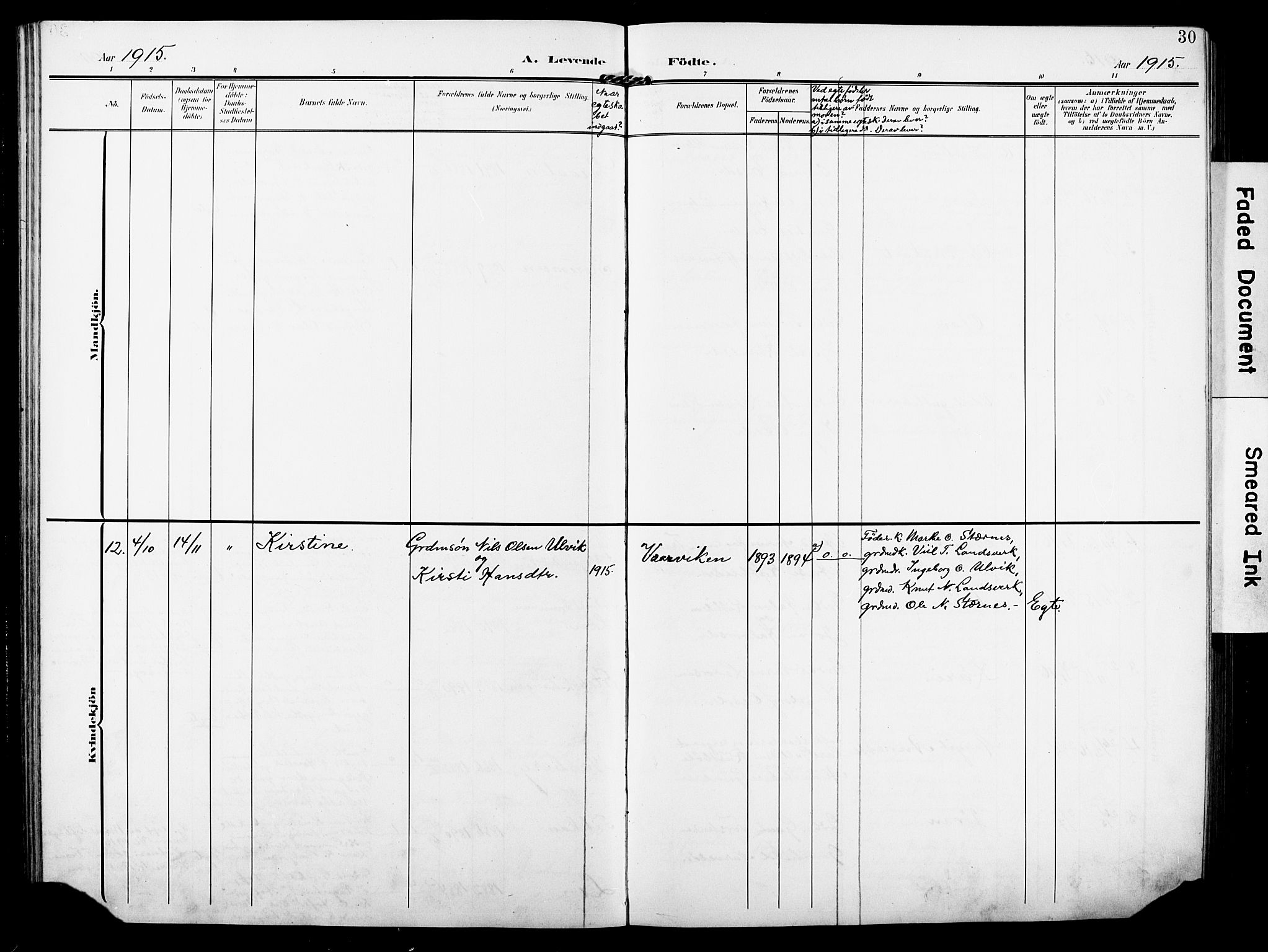 Rollag kirkebøker, SAKO/A-240/G/Ga/L0005: Parish register (copy) no. I 5, 1904-1932, p. 30