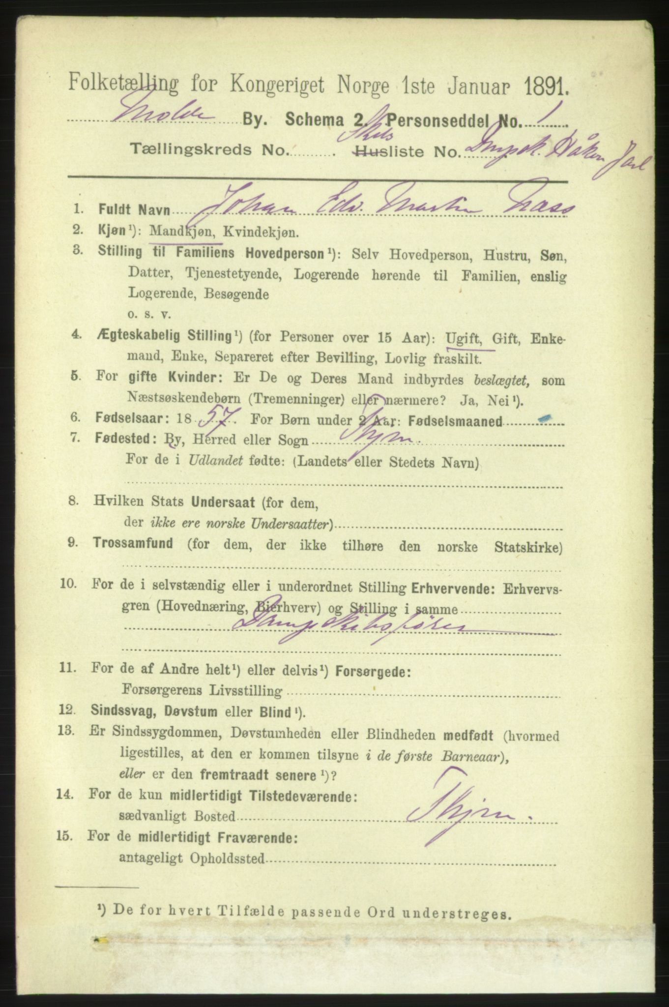 RA, 1891 census for 1502 Molde, 1891, p. 2274