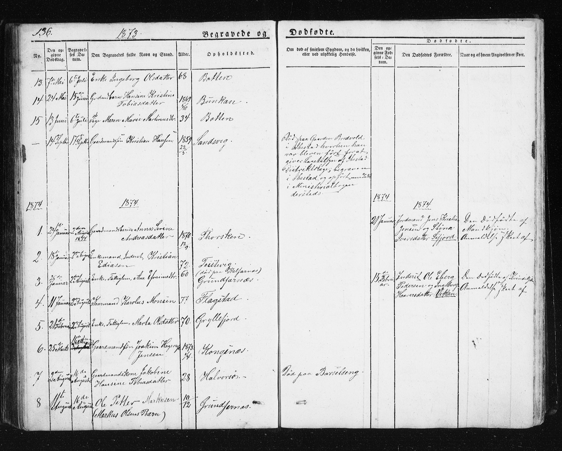 Berg sokneprestkontor, SATØ/S-1318/G/Ga/Gab/L0011klokker: Parish register (copy) no. 11, 1833-1878, p. 136