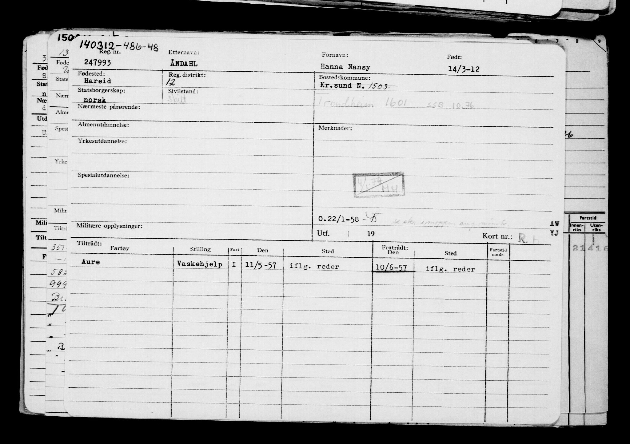 Direktoratet for sjømenn, AV/RA-S-3545/G/Gb/L0103: Hovedkort, 1912, p. 239