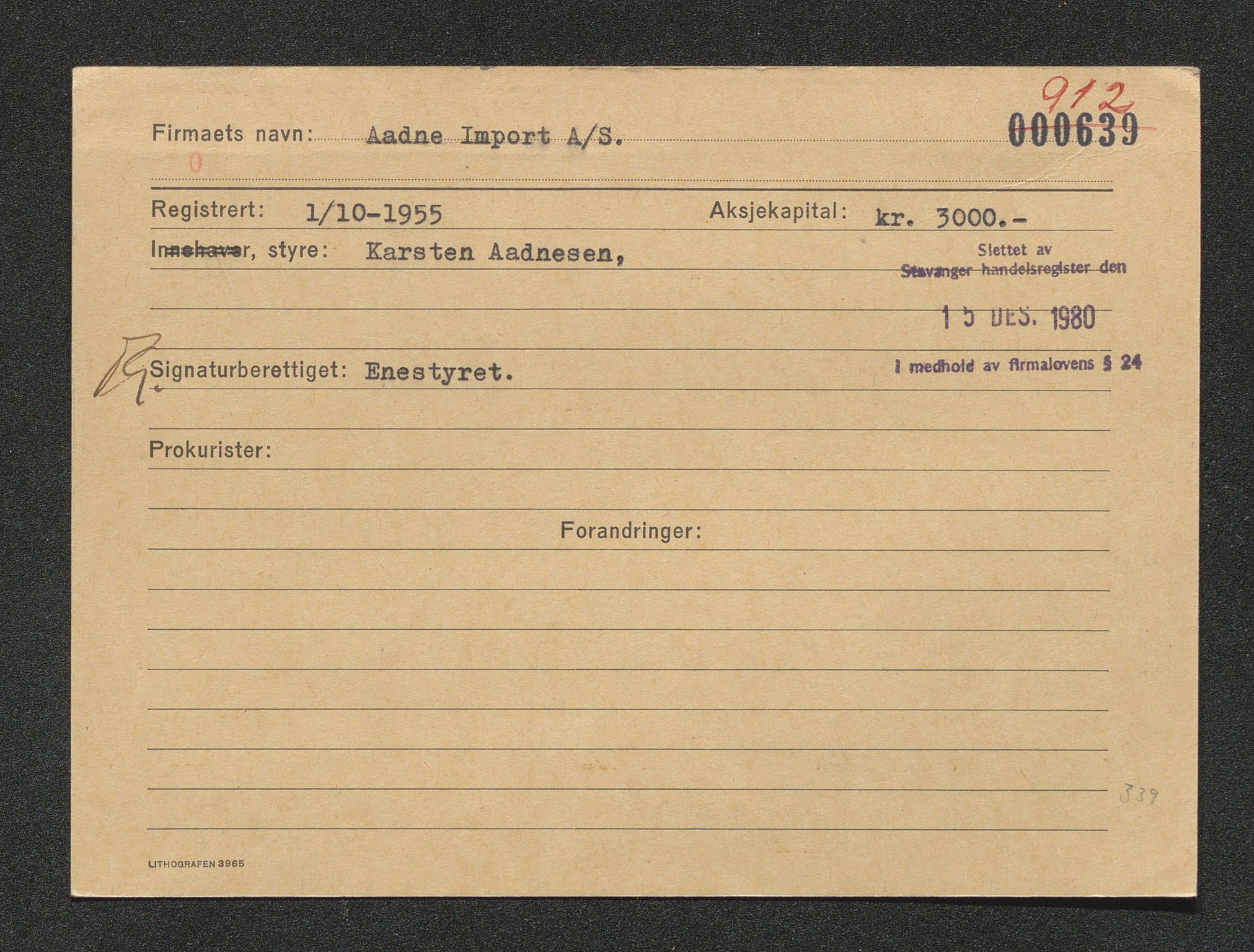 Stavanger byfogd, AV/SAST-A-101408/001/4/42/422/4221A/L0005: Register over slettede firma N-R, 1891-1987, p. 823