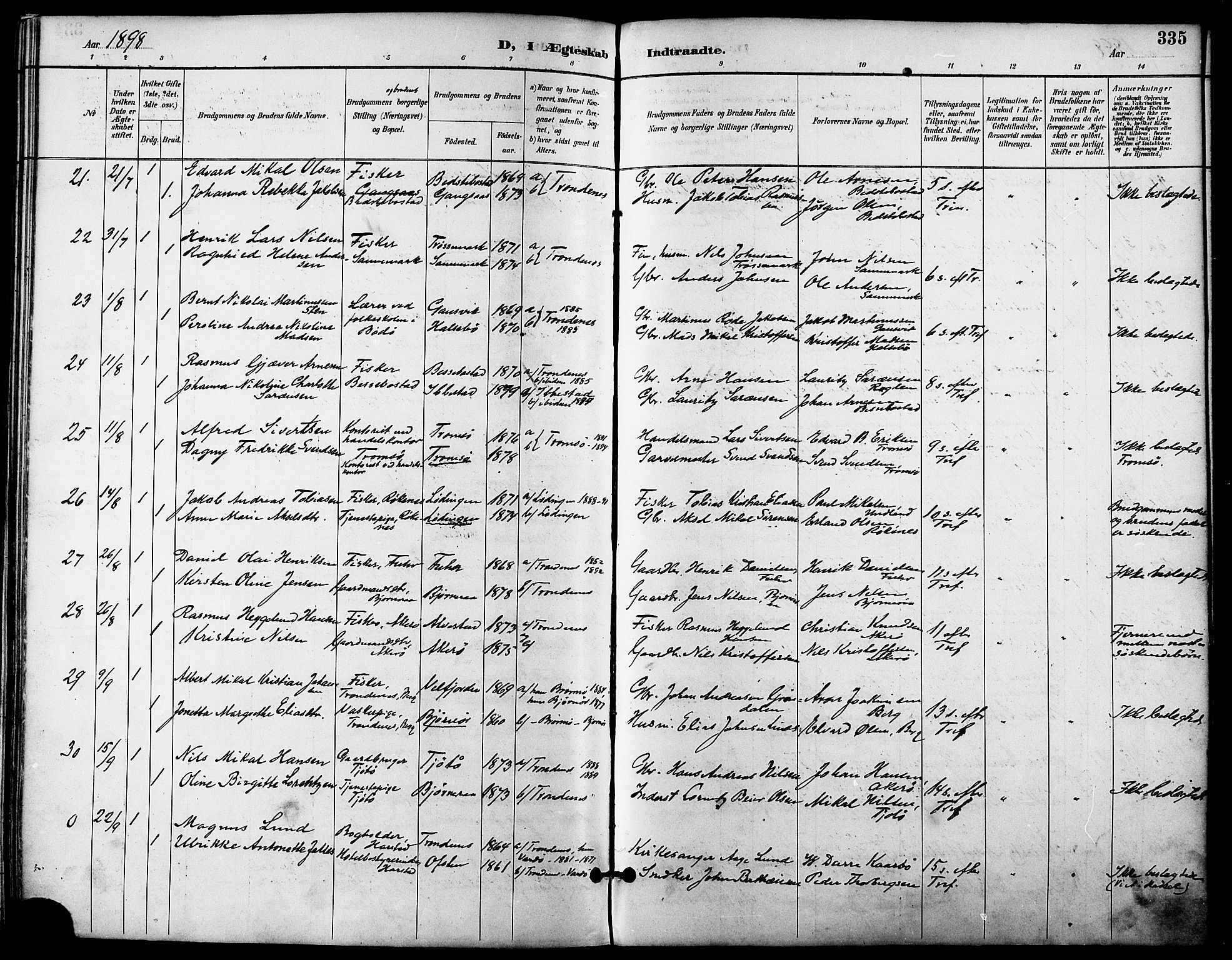 Trondenes sokneprestkontor, SATØ/S-1319/H/Ha/L0016kirke: Parish register (official) no. 16, 1890-1898, p. 335
