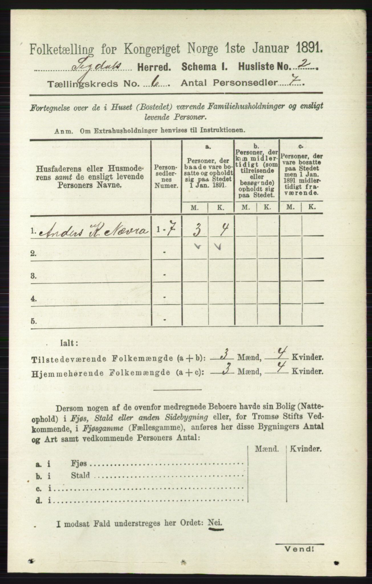 RA, 1891 census for 0621 Sigdal, 1891, p. 2382