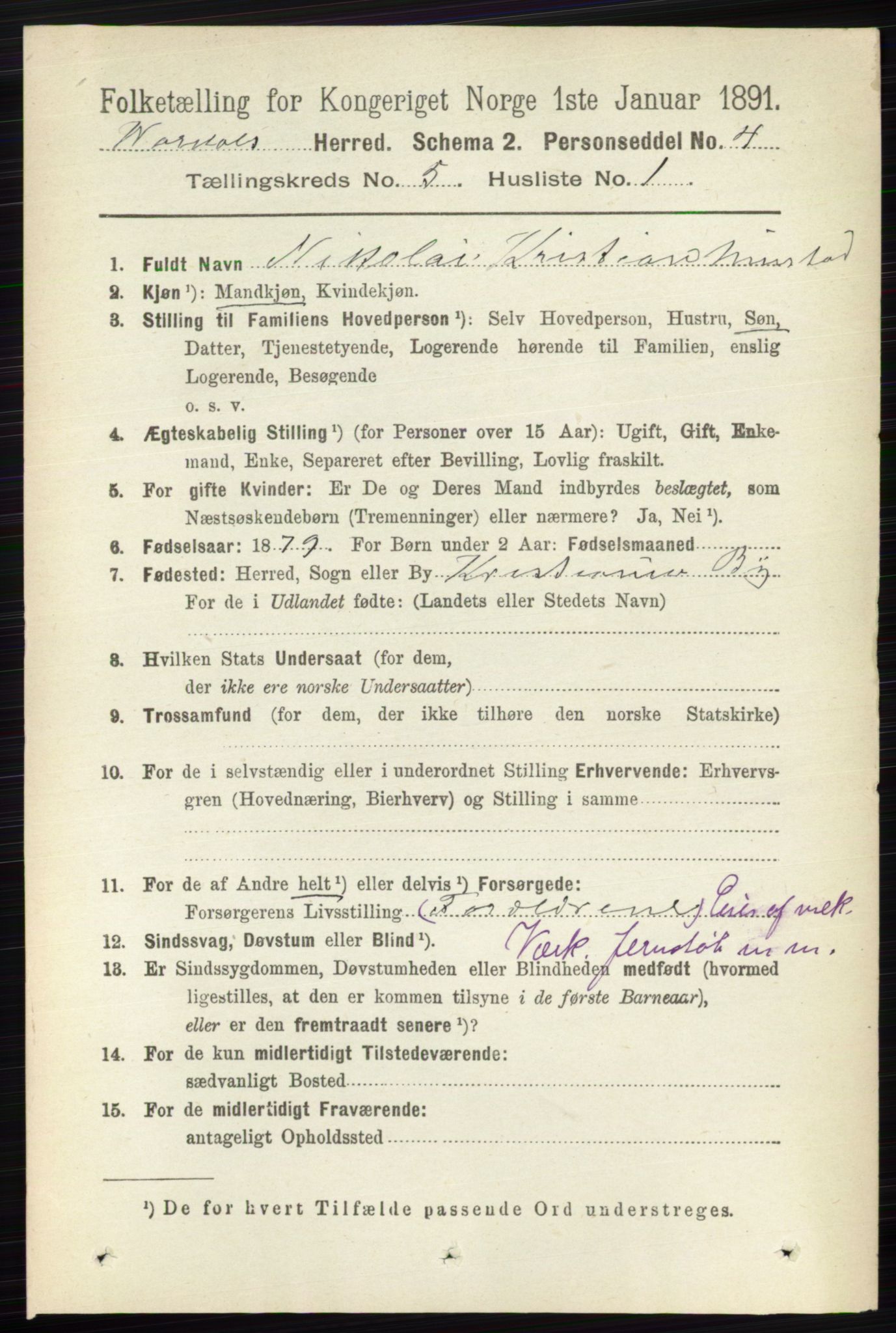 RA, 1891 census for 0527 Vardal, 1891, p. 2162