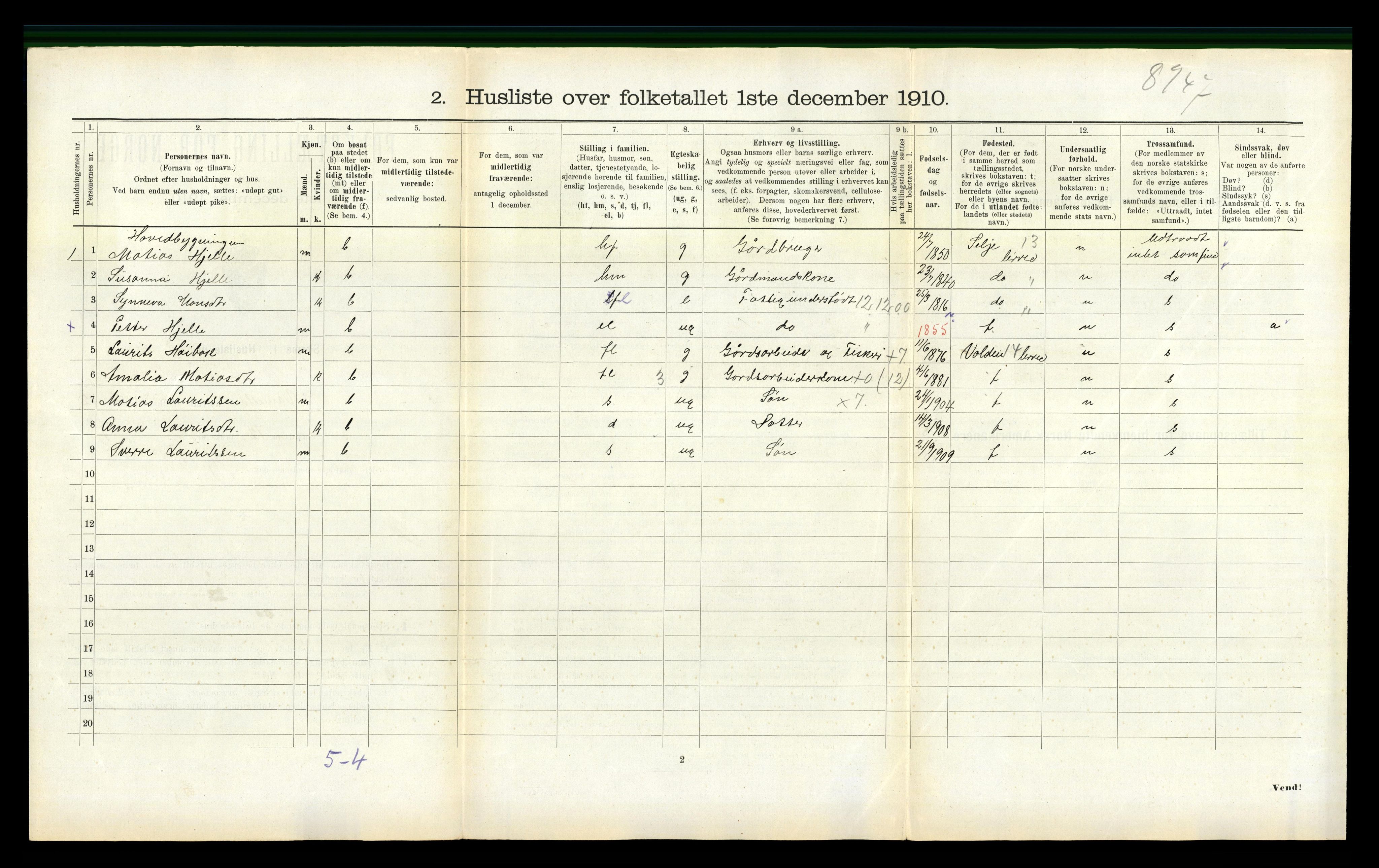 RA, 1910 census for Vanylven, 1910, p. 784