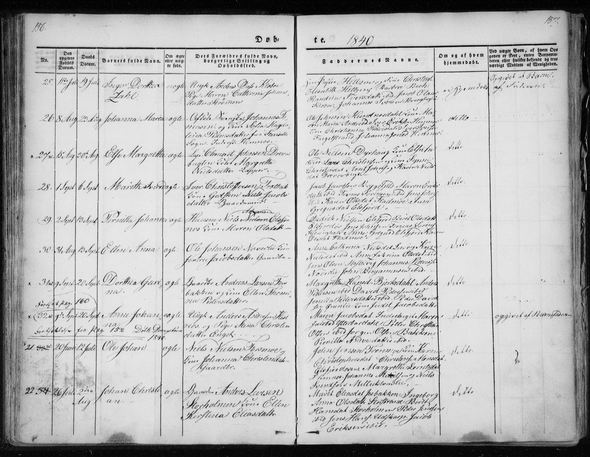 Ministerialprotokoller, klokkerbøker og fødselsregistre - Nordland, SAT/A-1459/825/L0354: Parish register (official) no. 825A08, 1826-1841, p. 156-157