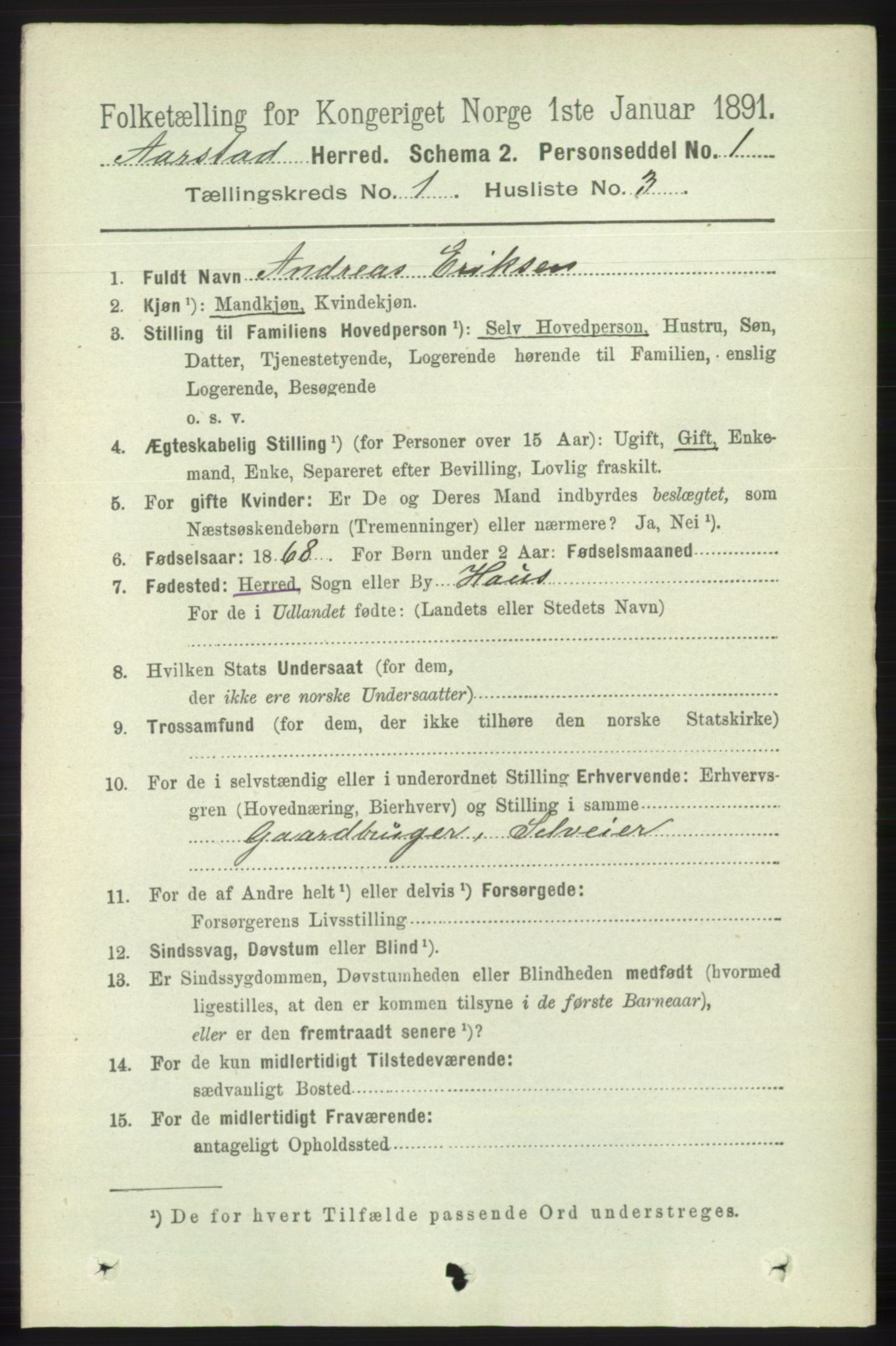 SAB, 1891 Census for 1280 Årstad, 1891, p. 112