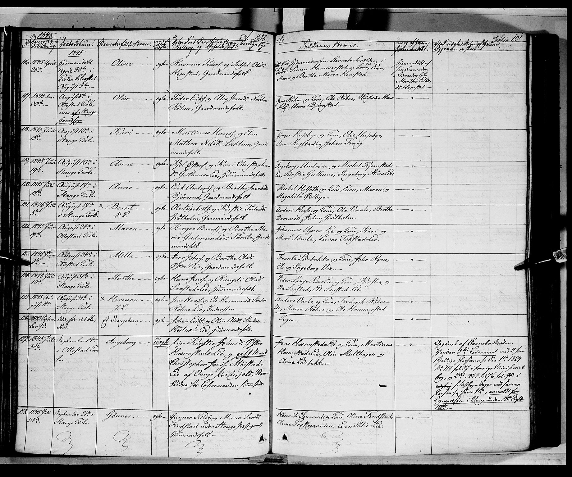 Stange prestekontor, AV/SAH-PREST-002/K/L0010: Parish register (official) no. 10, 1835-1845, p. 101