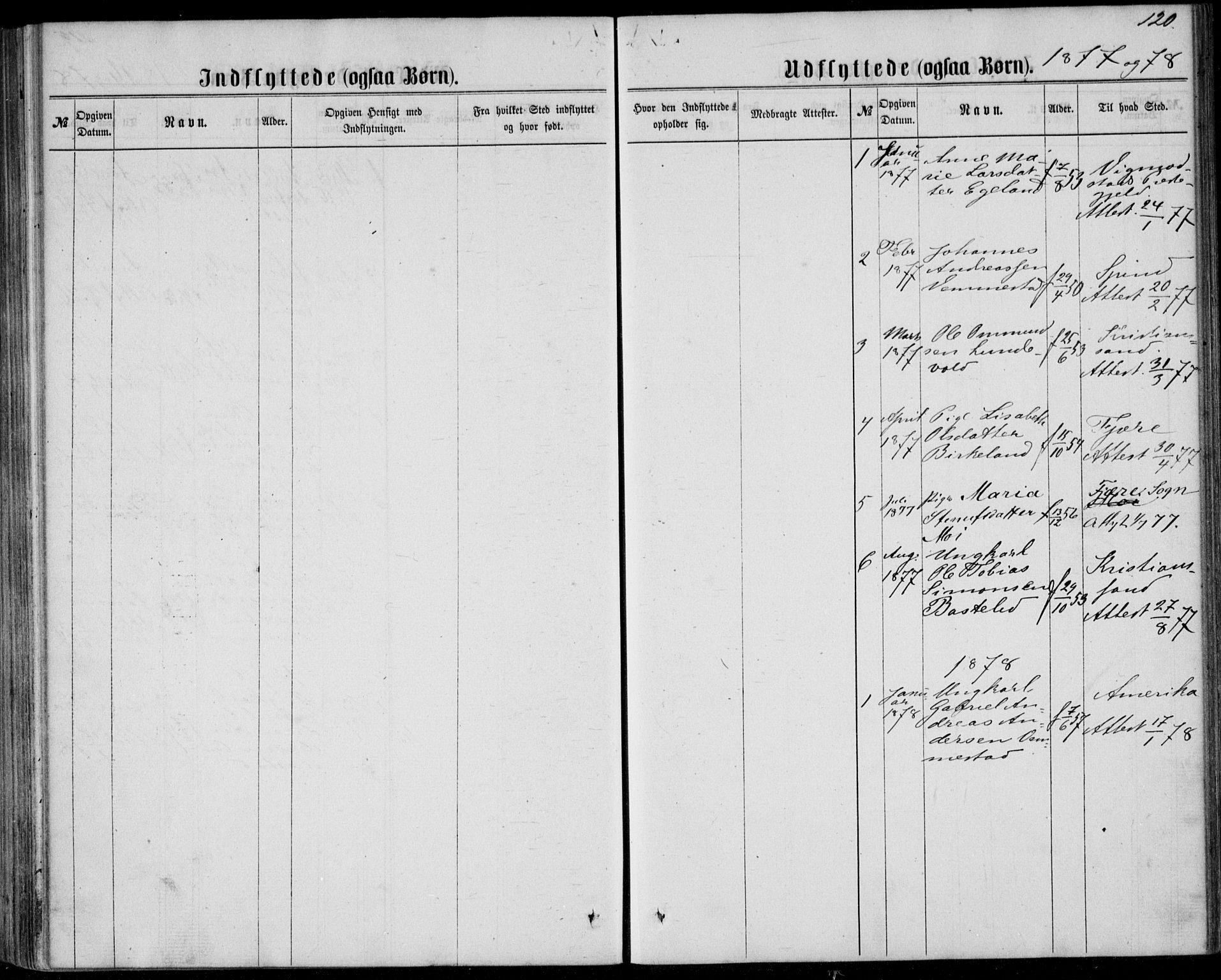 Lyngdal sokneprestkontor, SAK/1111-0029/F/Fa/Fab/L0002: Parish register (official) no. A 2, 1861-1878, p. 120