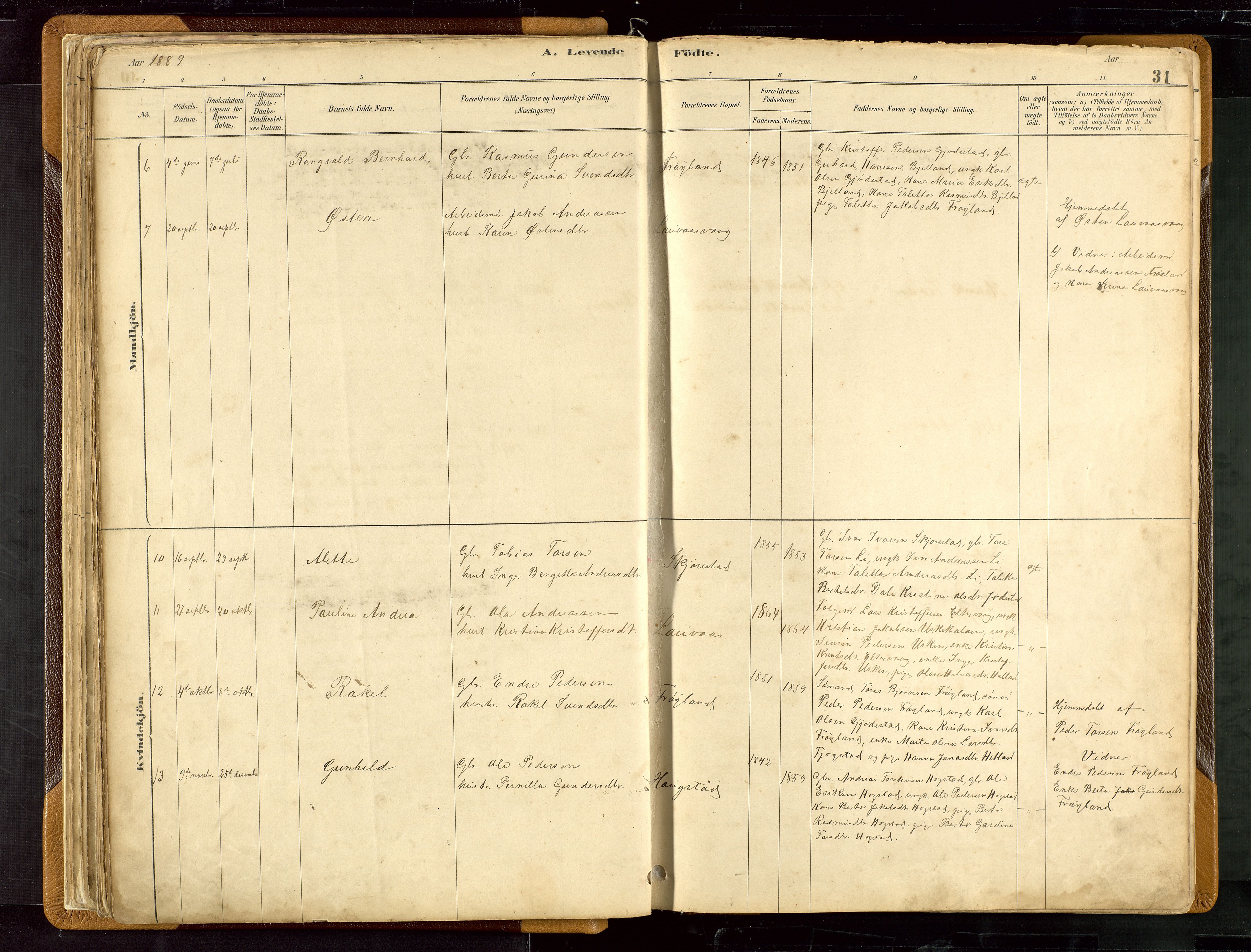 Hetland sokneprestkontor, SAST/A-101826/30/30BB/L0007: Parish register (copy) no. B 7, 1878-1910, p. 31