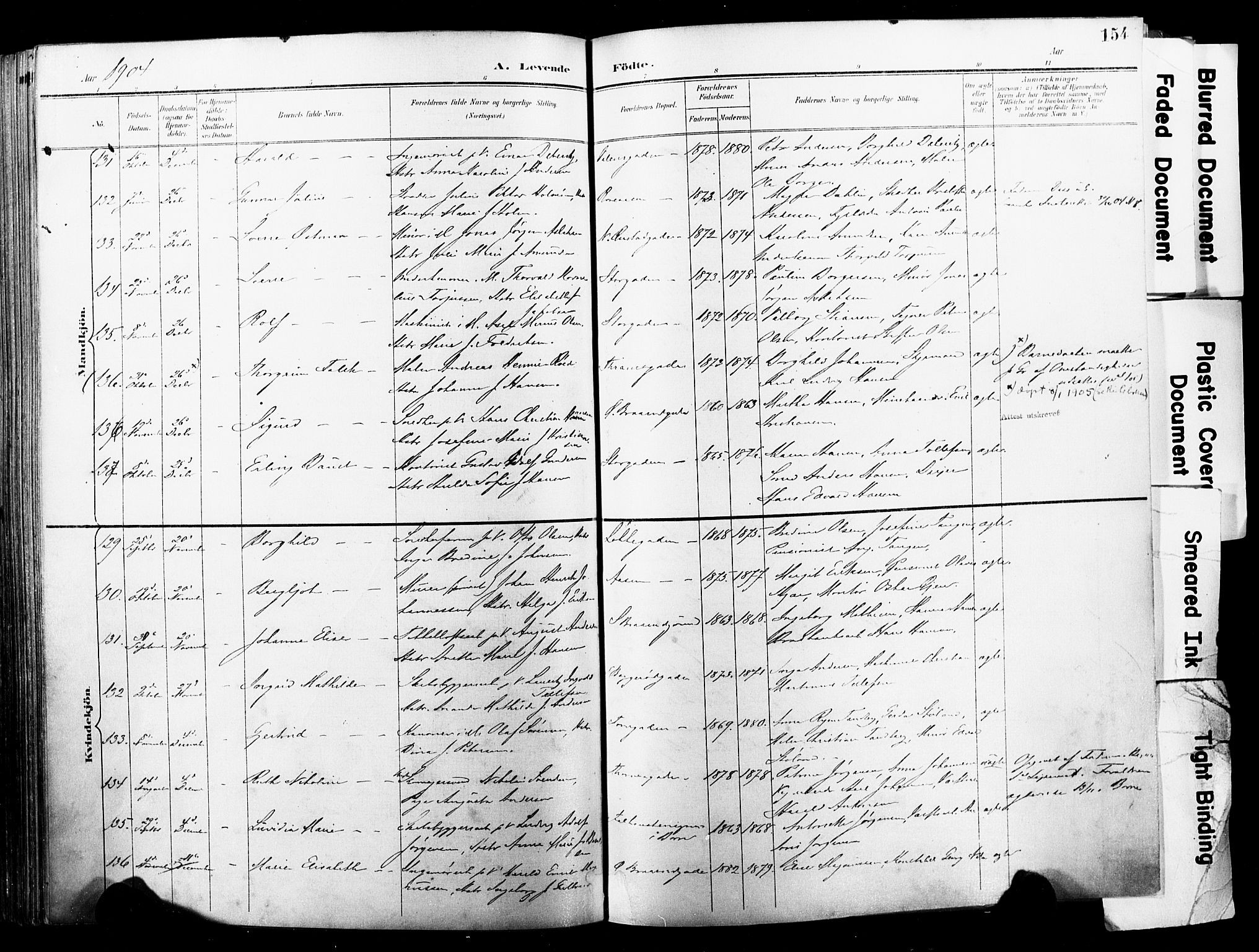 Horten kirkebøker, AV/SAKO-A-348/F/Fa/L0005: Parish register (official) no. 5, 1896-1904, p. 154