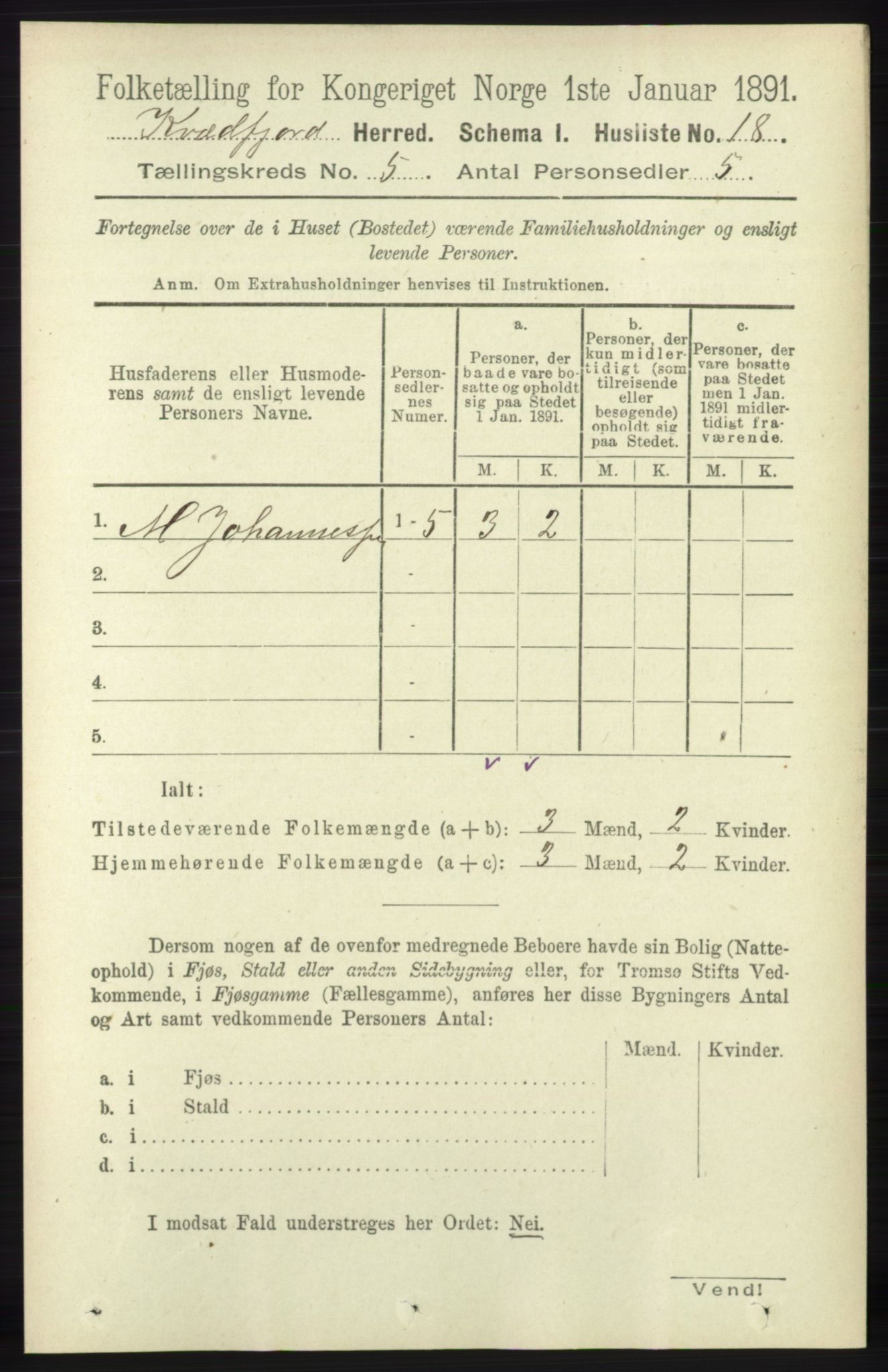 RA, 1891 census for 1911 Kvæfjord, 1891, p. 2782