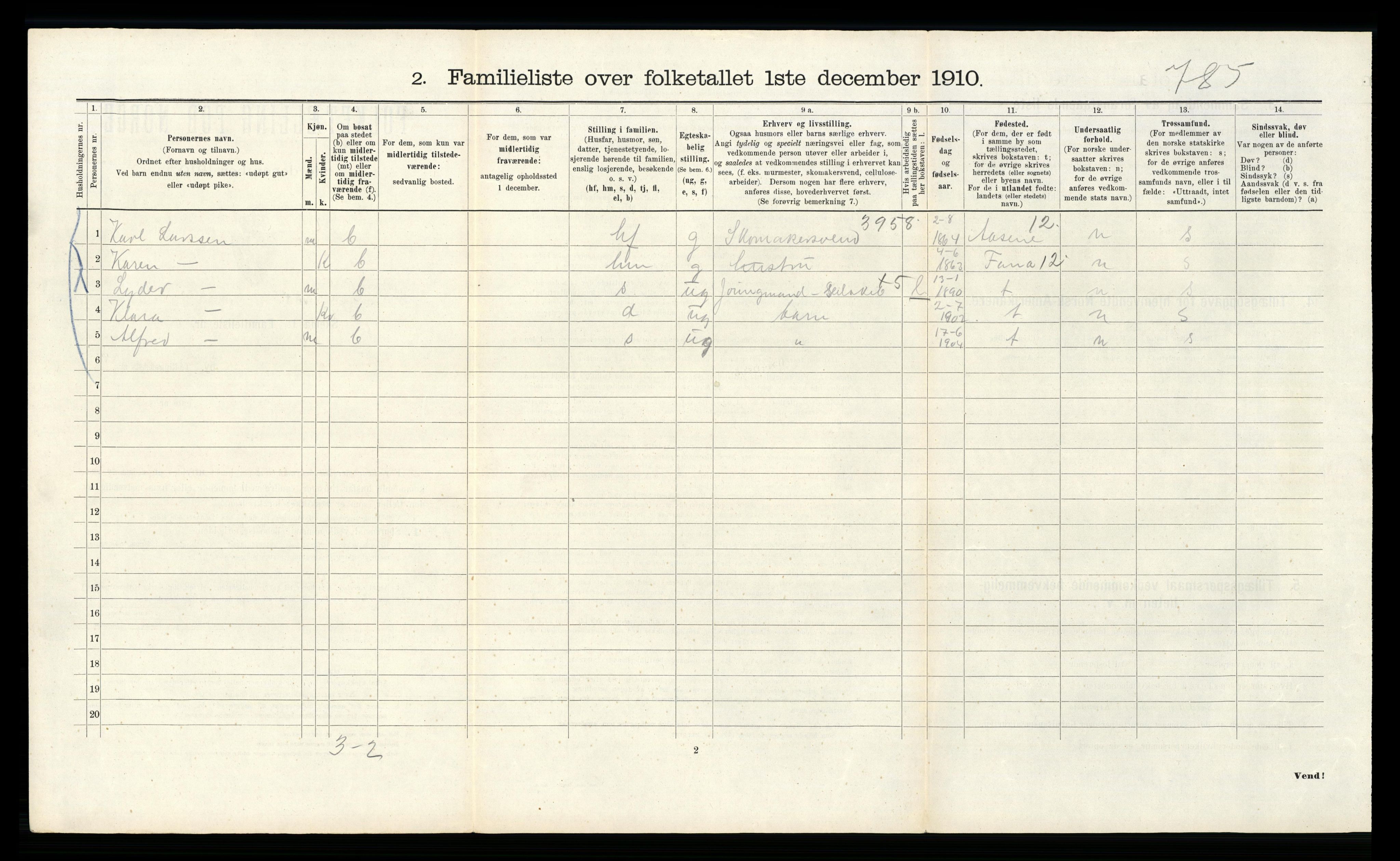 RA, 1910 census for Bergen, 1910, p. 40908