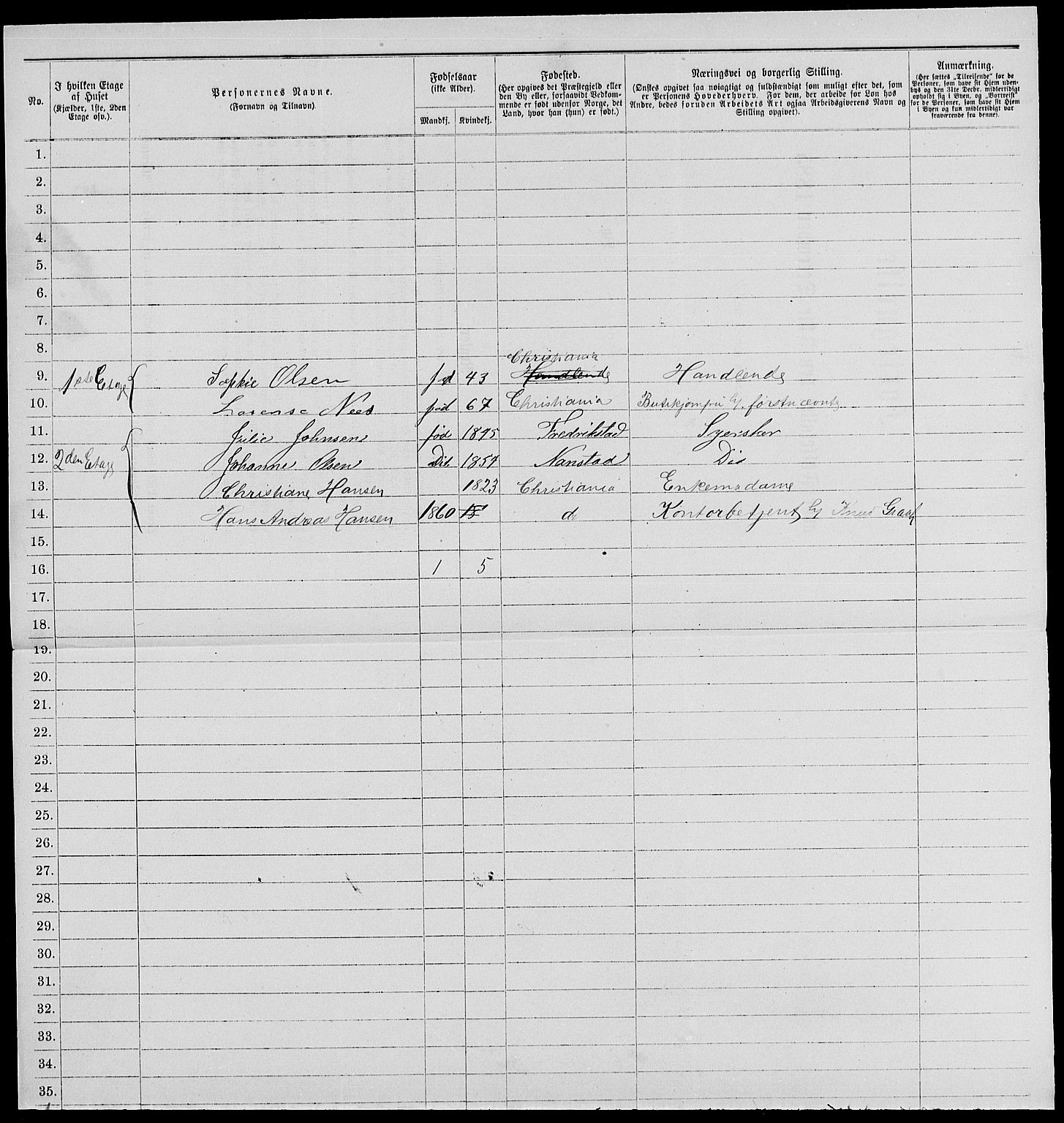 RA, 1885 census for 0301 Kristiania, 1885, p. 4904