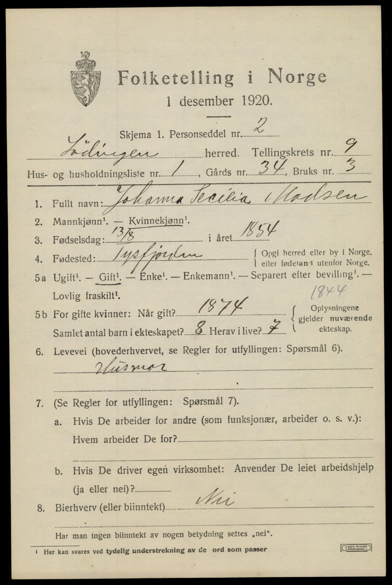 SAT, 1920 census for Lødingen, 1920, p. 5681