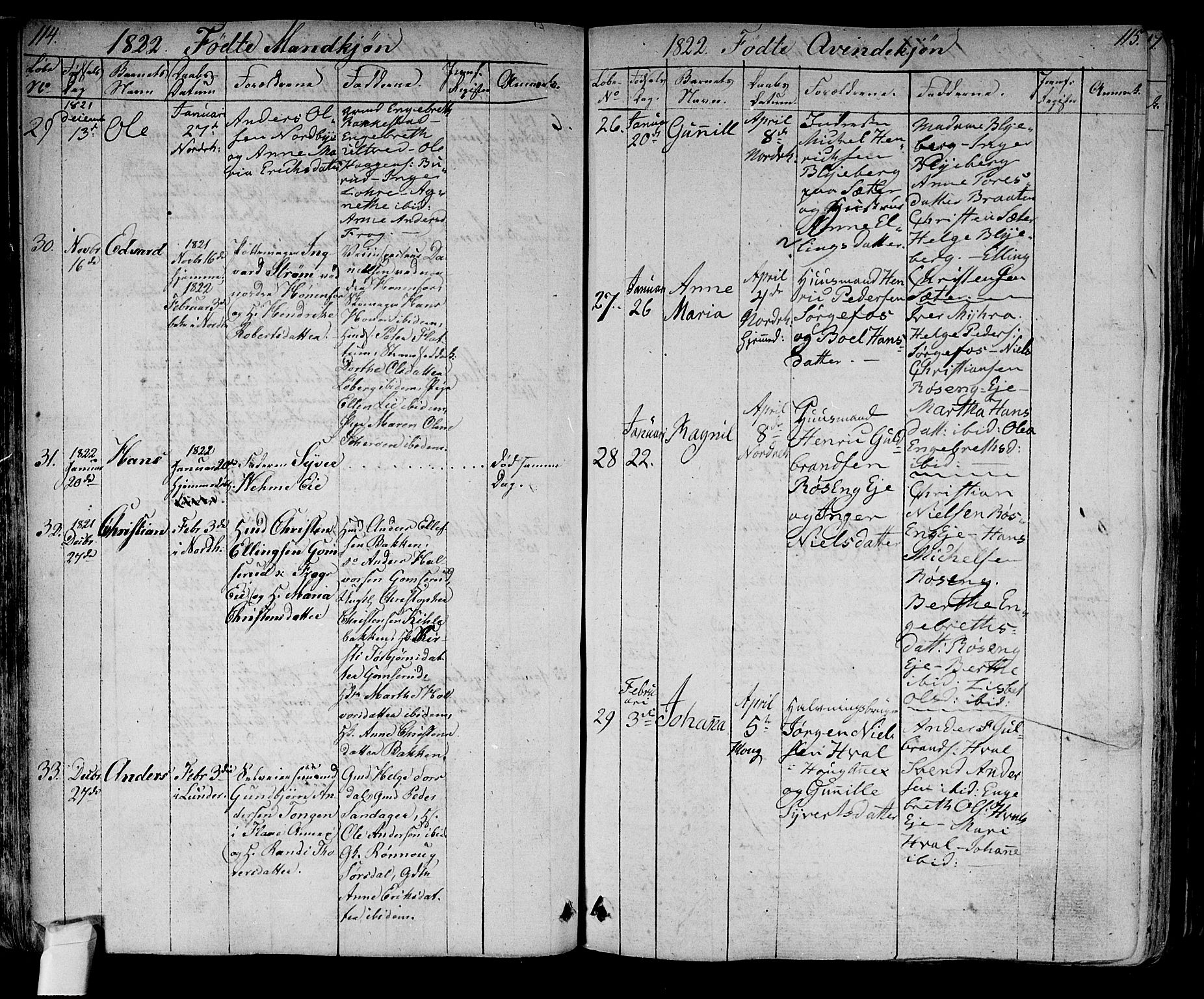 Norderhov kirkebøker, AV/SAKO-A-237/F/Fa/L0009: Parish register (official) no. 9, 1819-1837, p. 114-115