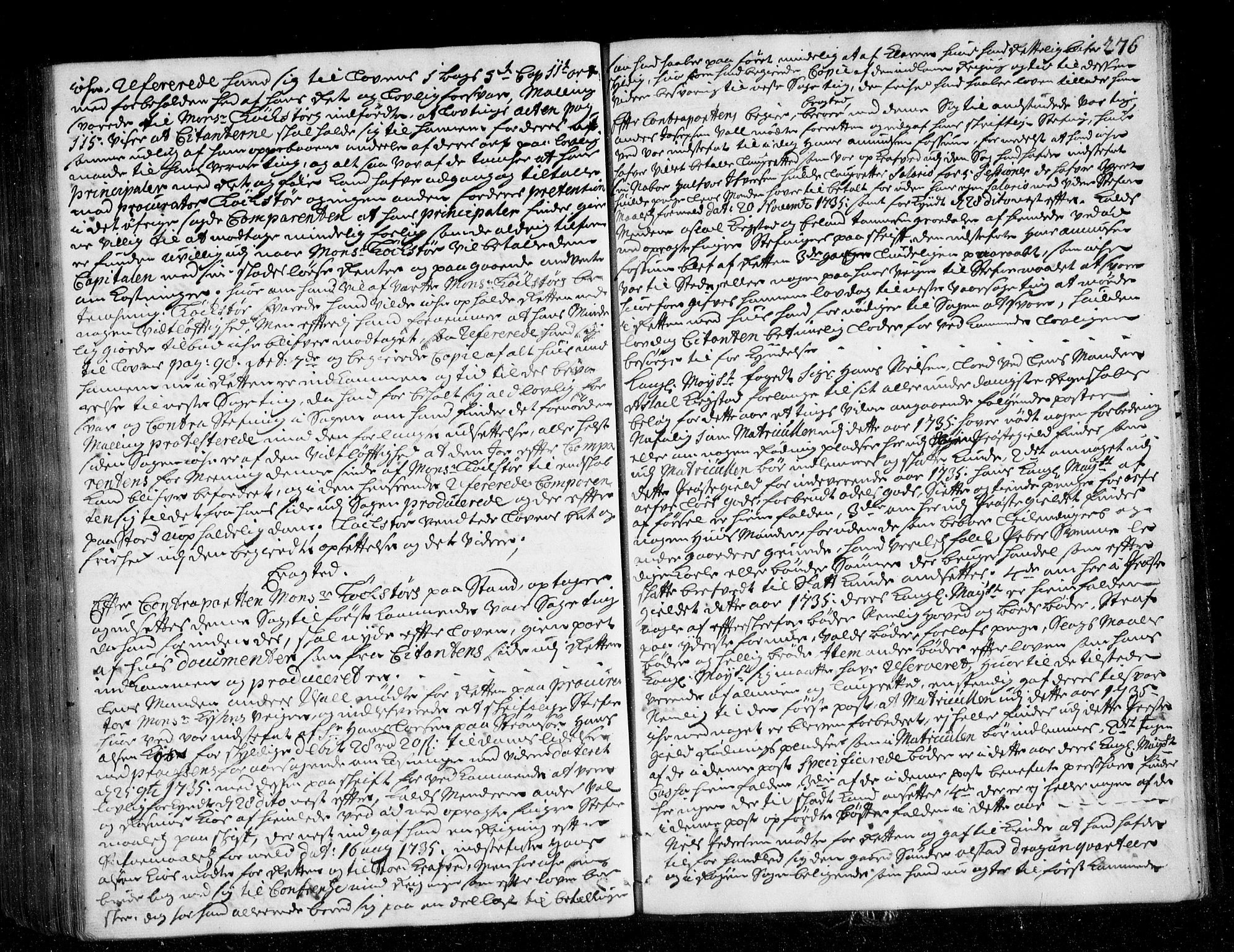 Lier, Røyken og Hurum sorenskriveri, AV/SAKO-A-89/F/Fa/L0047: Tingbok, 1733-1736, p. 276