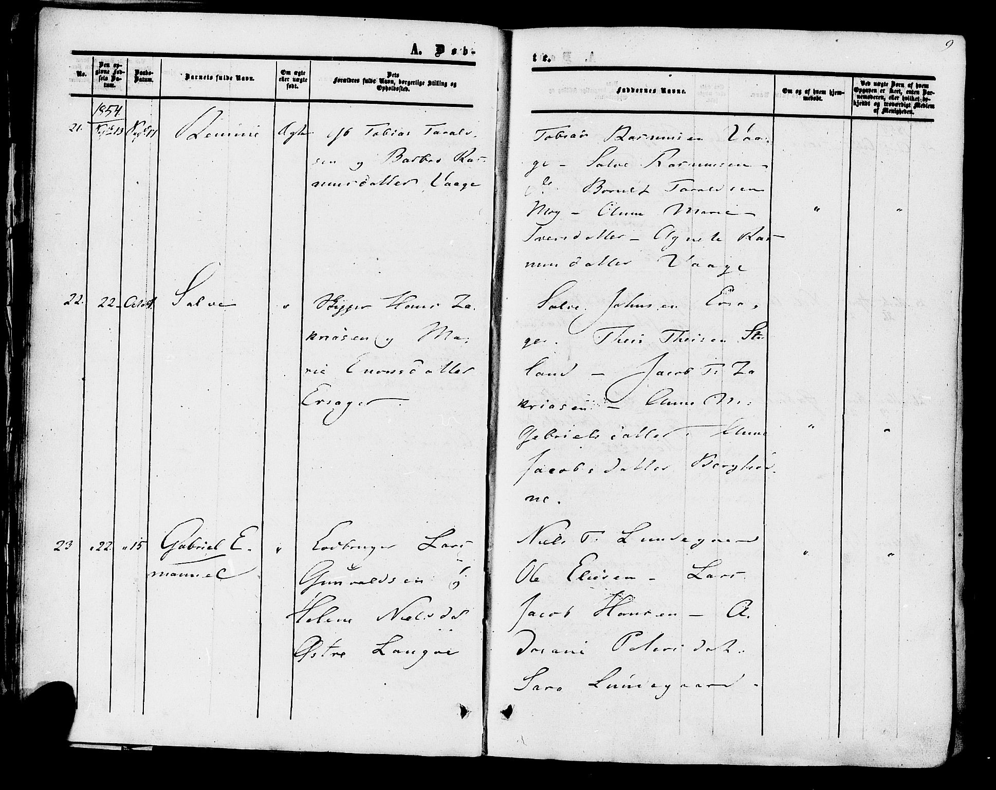 Herad sokneprestkontor, AV/SAK-1111-0018/F/Fa/Fab/L0004: Parish register (official) no. A 4, 1853-1885, p. 9