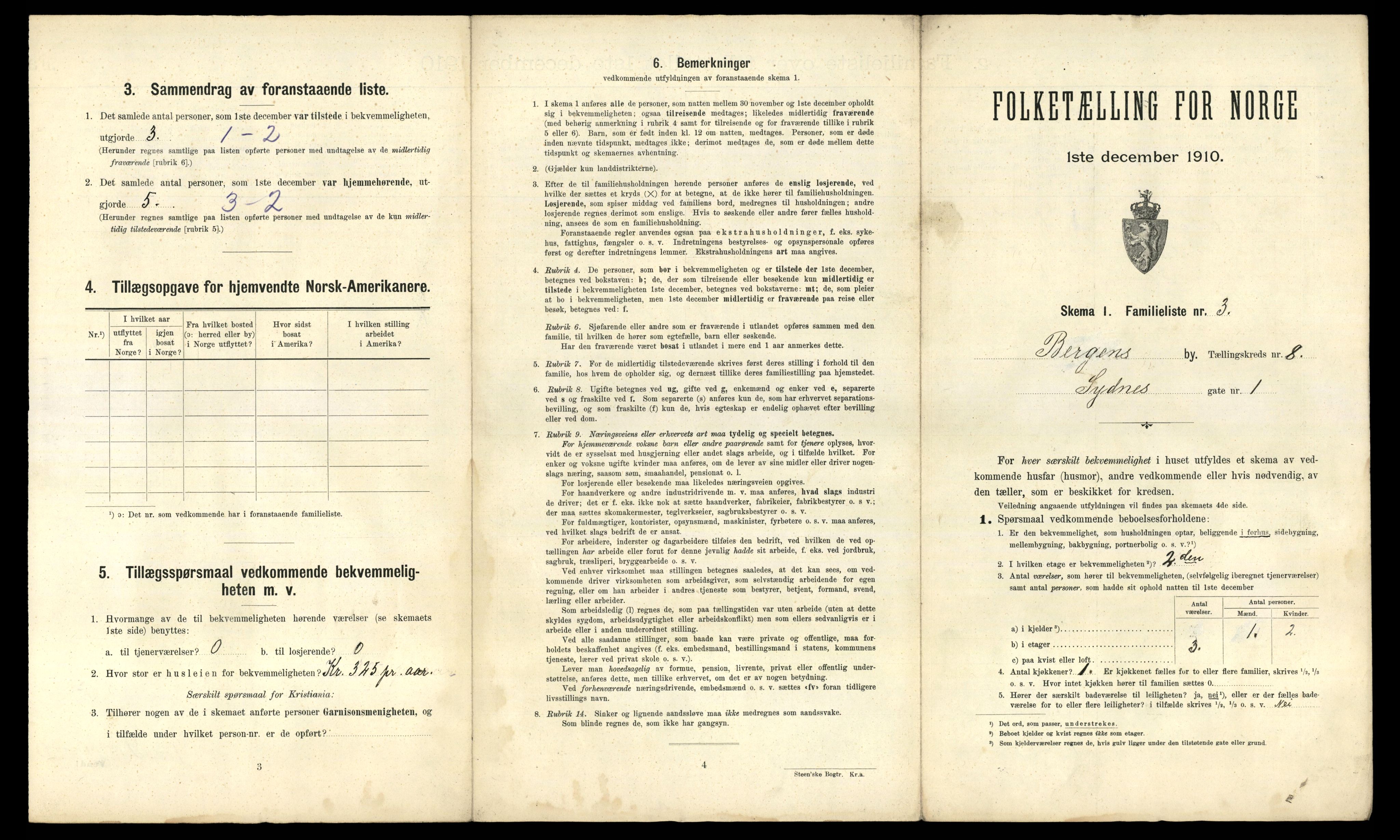 RA, 1910 census for Bergen, 1910, p. 2605