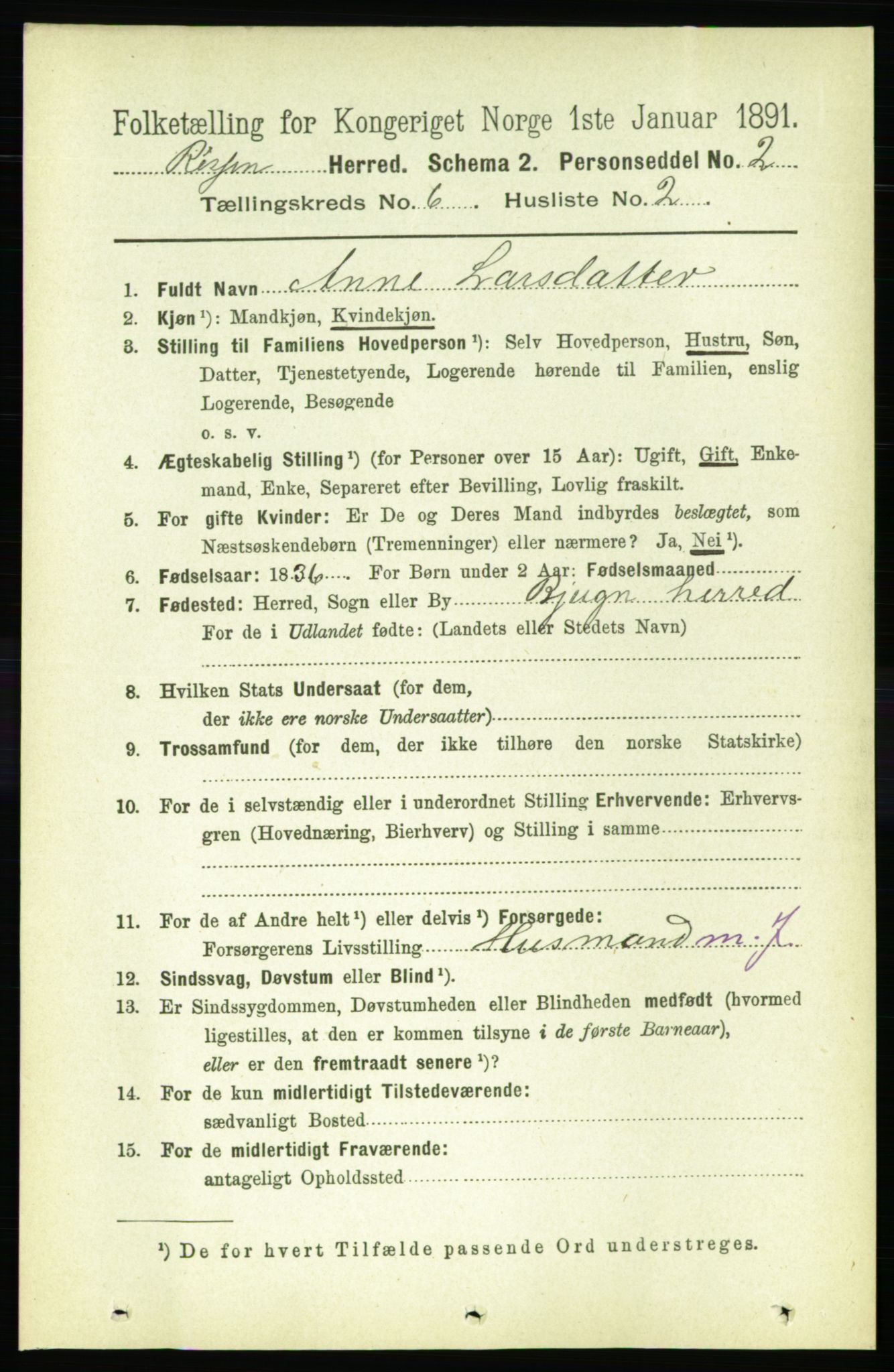 RA, 1891 census for 1624 Rissa, 1891, p. 3308