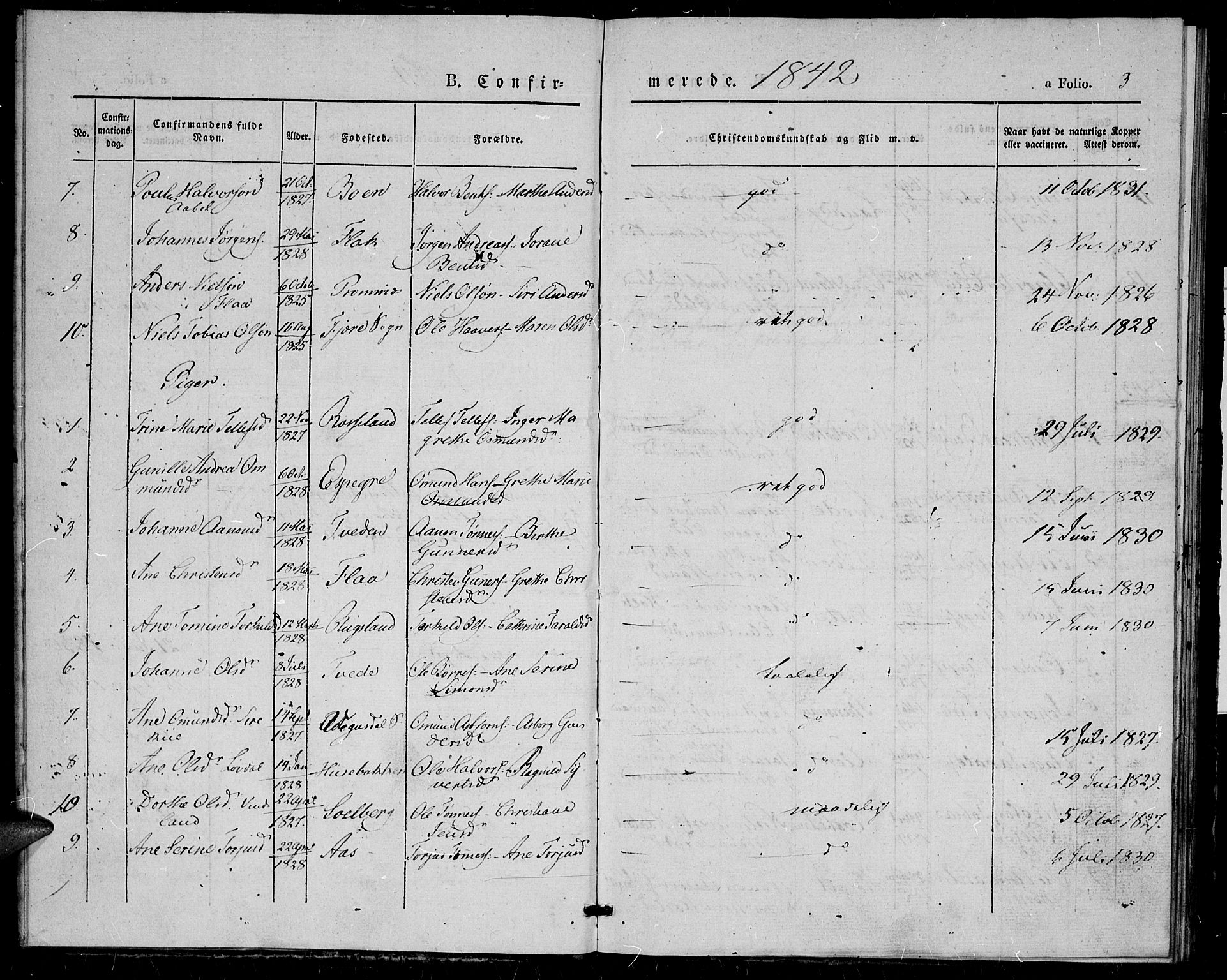 Birkenes sokneprestkontor, AV/SAK-1111-0004/F/Fa/L0002: Parish register (official) no. A 2, 1839-1849, p. 3