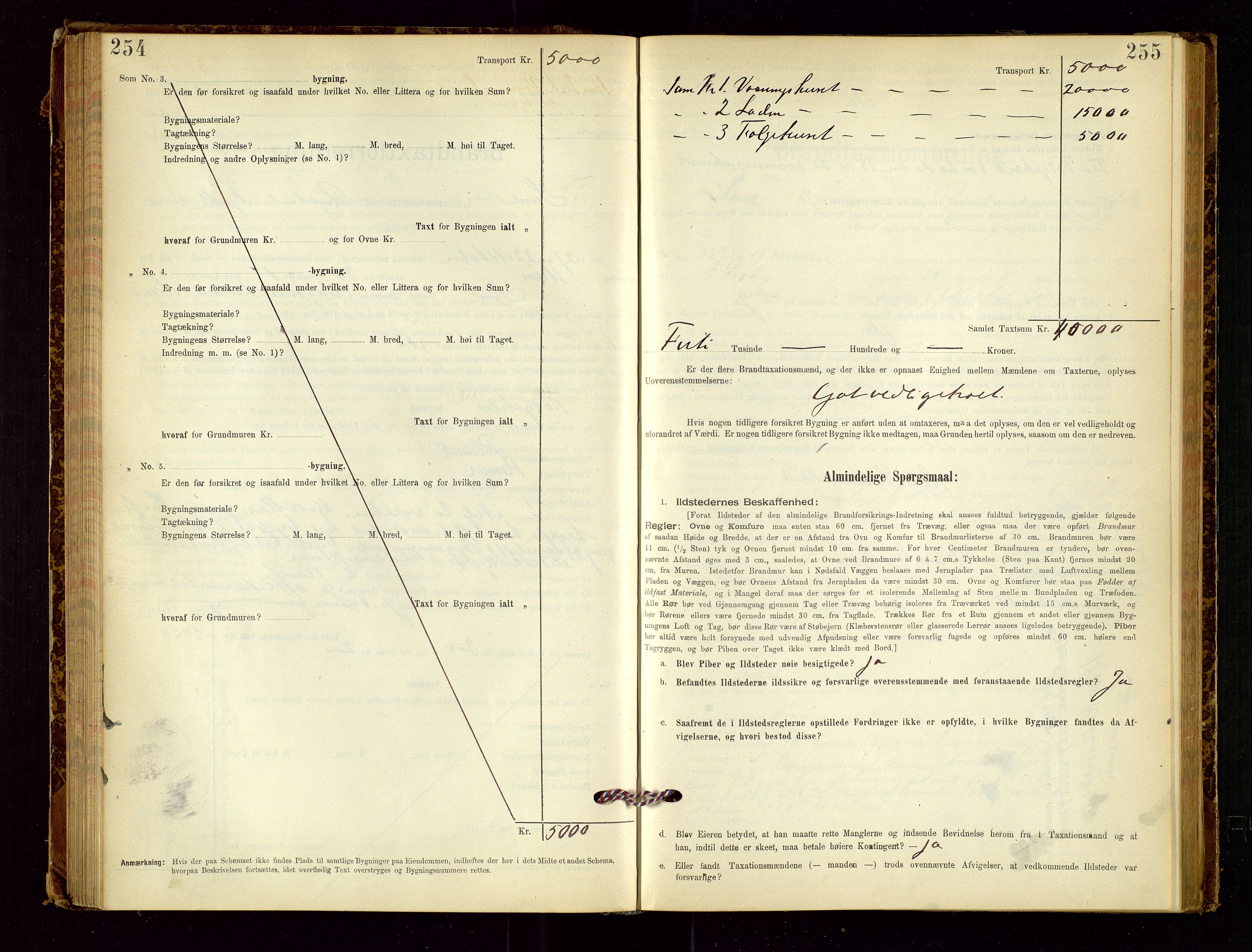 Sand lensmannskontor, AV/SAST-A-100415/Goc/L0001: "Brandtaxationsprotokol", 1895-1935, p. 254-255