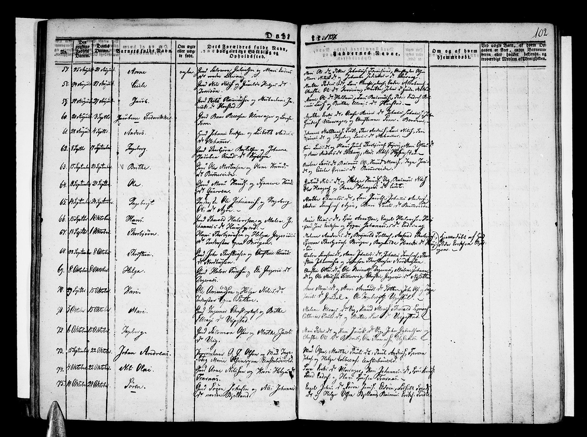 Stord sokneprestembete, AV/SAB-A-78201/H/Haa: Parish register (official) no. A 6, 1826-1840, p. 102