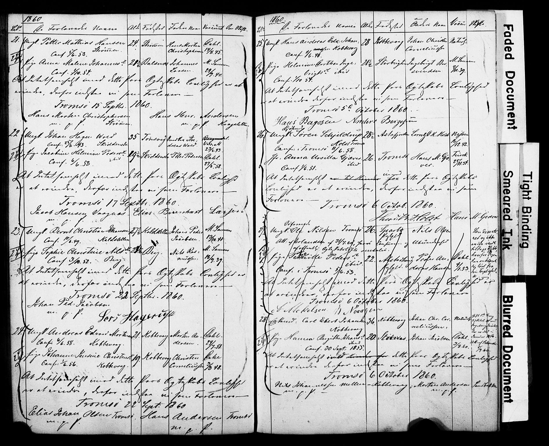 Tromsø sokneprestkontor/stiftsprosti/domprosti, AV/SATØ-S-1343/H/Hc/L0097: Banns register no. 97, 1851-1872